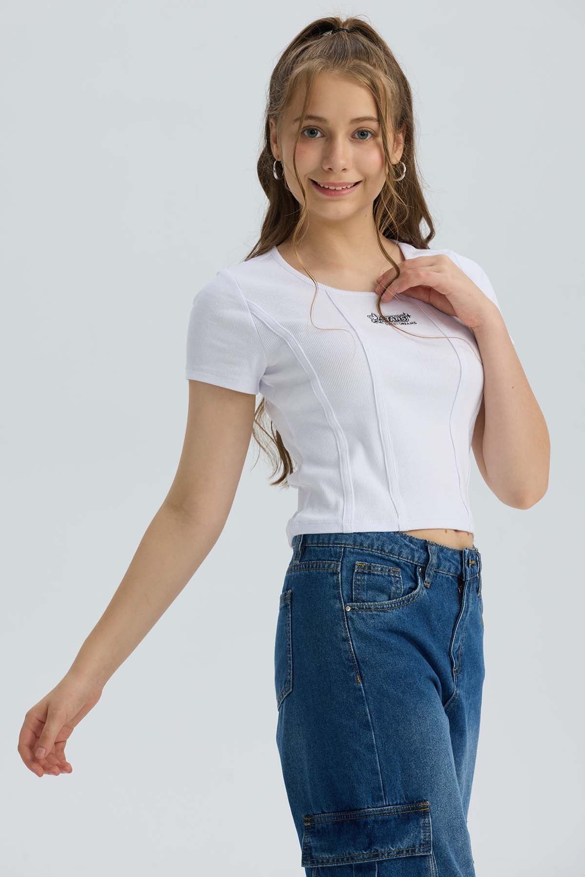 Polera Niña Con Bordado Blanco - Image 2
