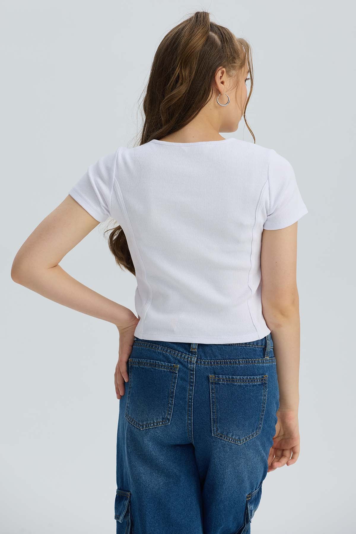 Polera Niña Con Bordado Blanco - Image 3