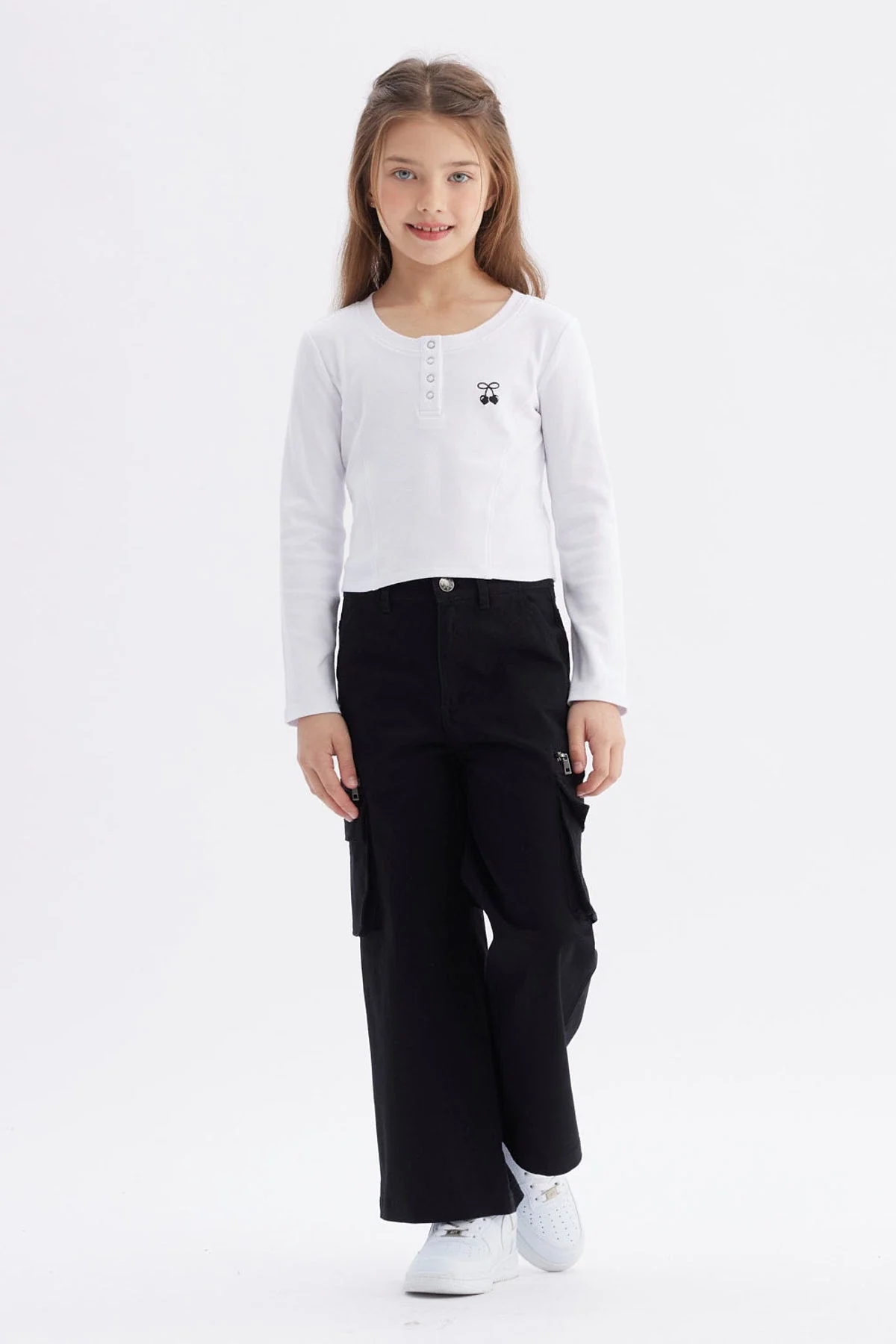 Polera Niña Con Botones Blanco - Image 4