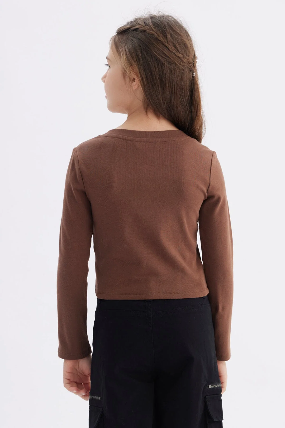 Polera Niña Con Botones Café - Image 3