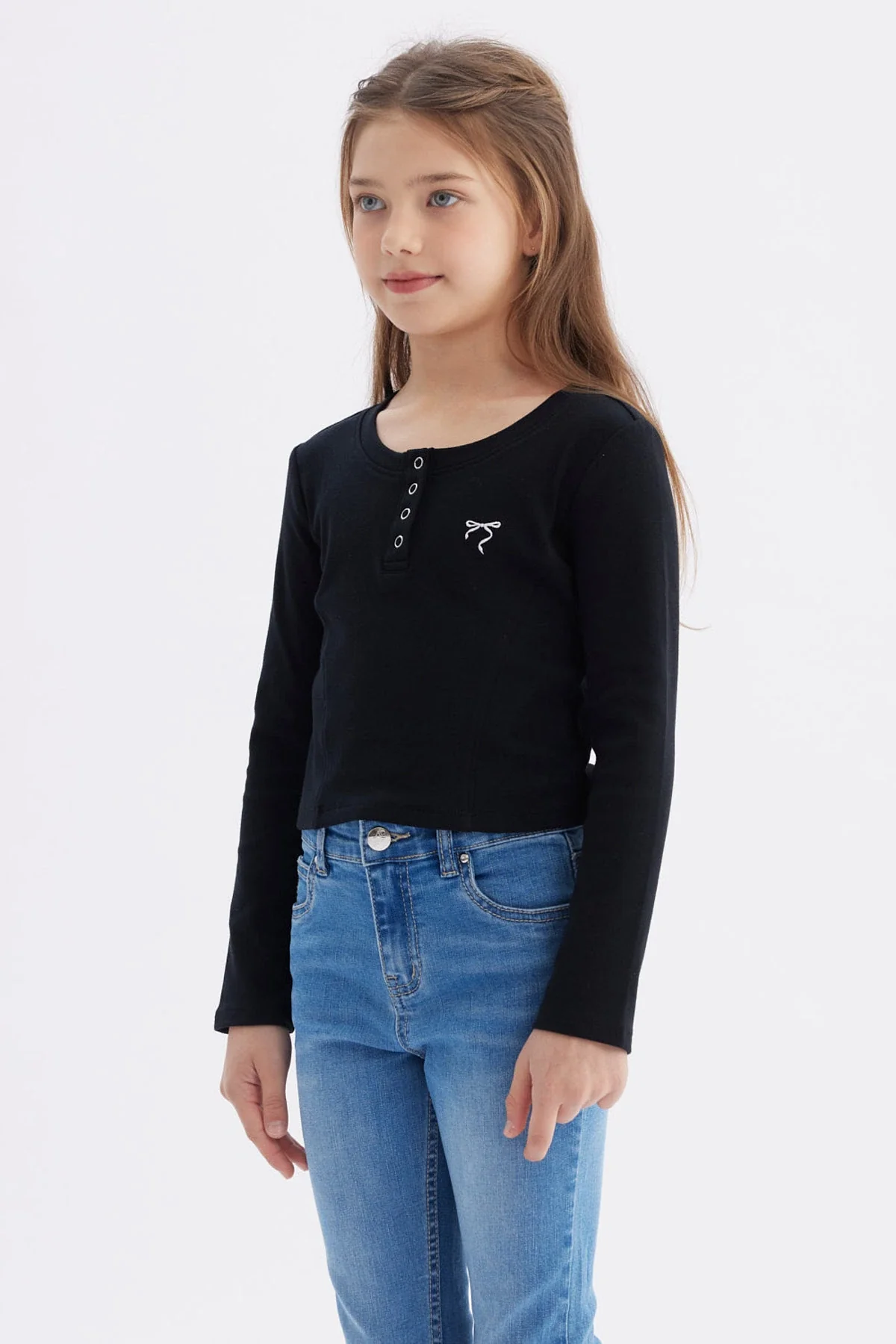 Polera Niña Con Botones Negro - Image 2