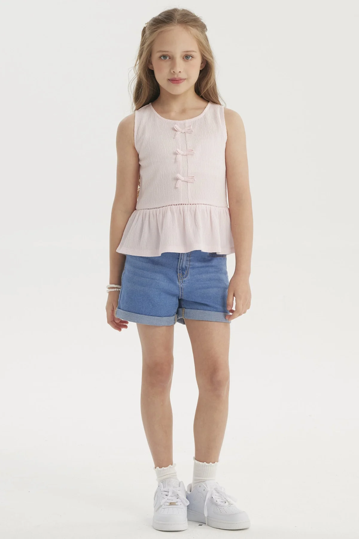 Polera Niña Con Cintas Rosado - Image 4