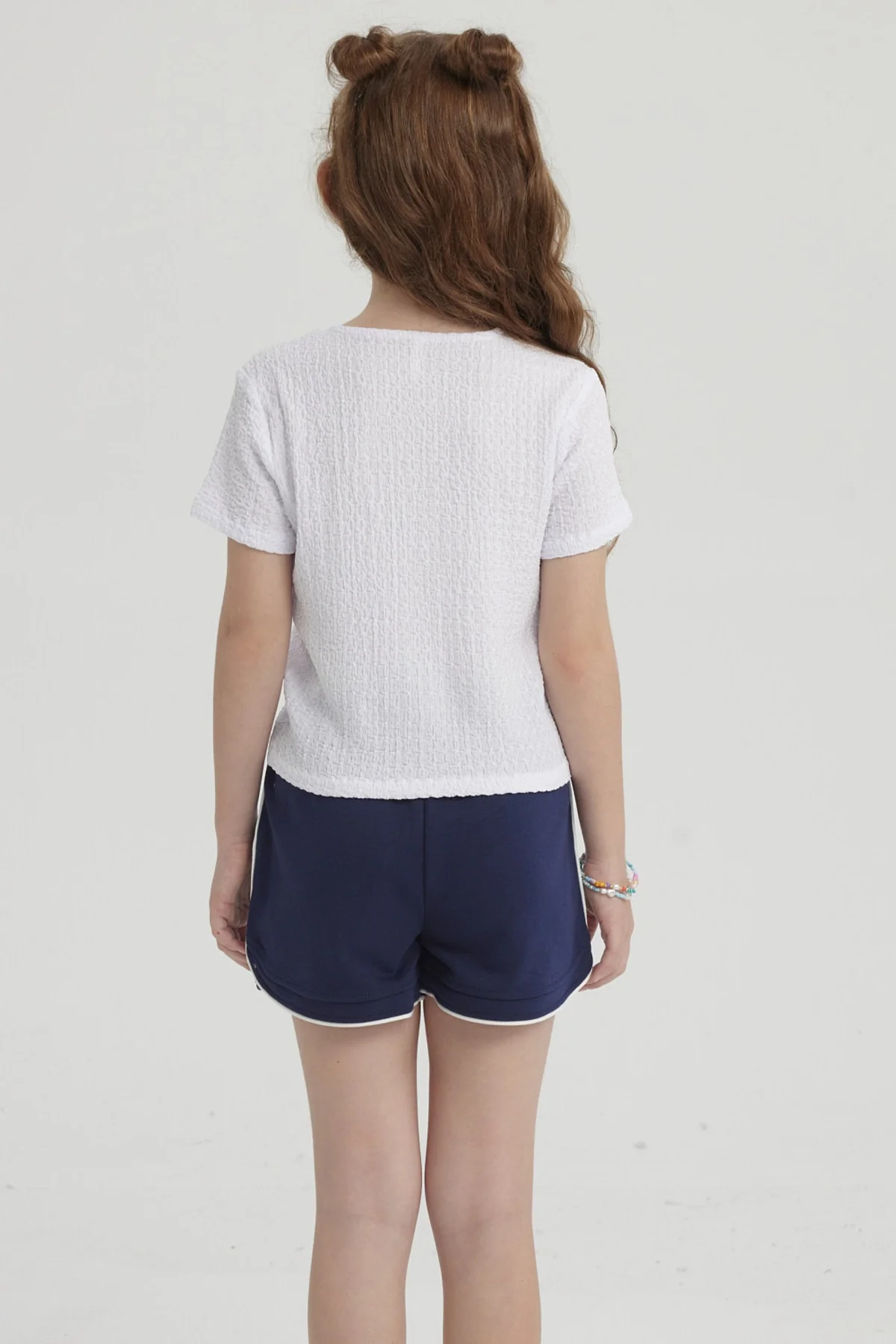 Polera Niña Con Recogido Blanco - Image 3