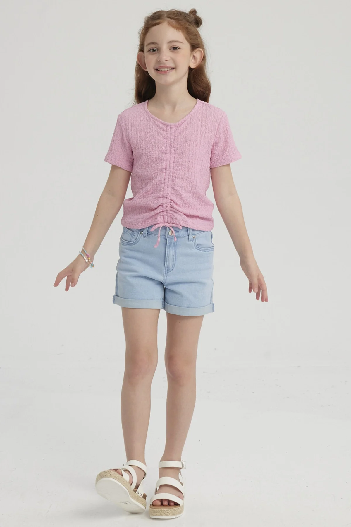 Polera Niña Con Recogido Rosado - Image 4