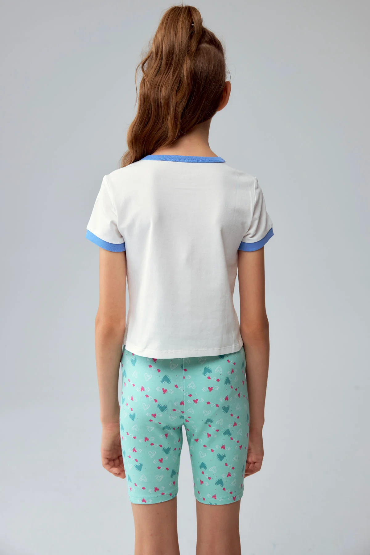 Polera Niña Con Rib A Contraste Celeste - Image 3
