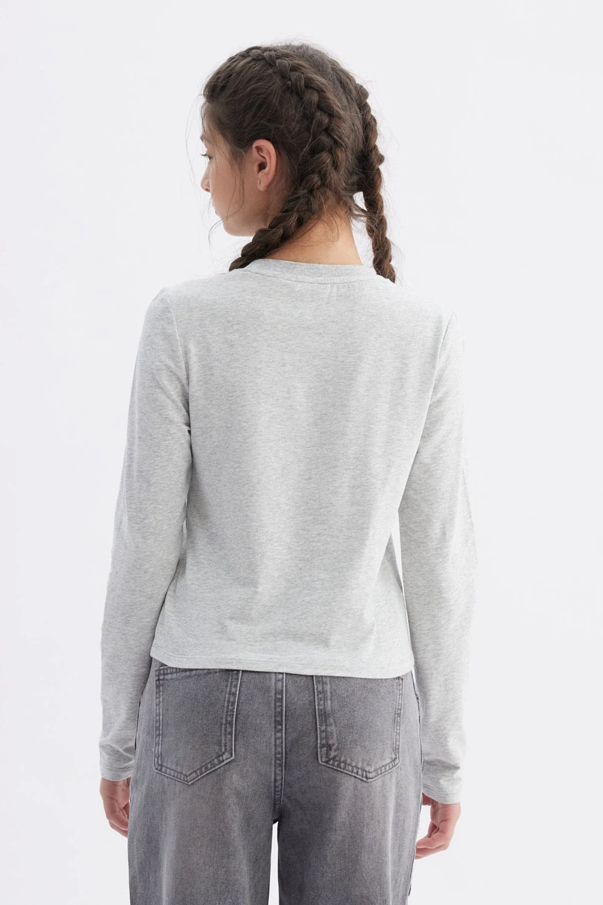 Polera Niña Costuras Gris Melange - Image 3