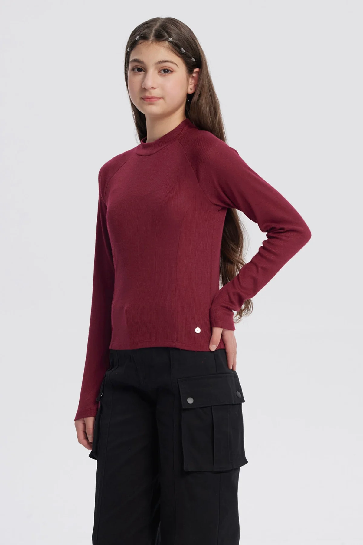 Polera Niña Cuello Alto Parcial Rojo - Image 2