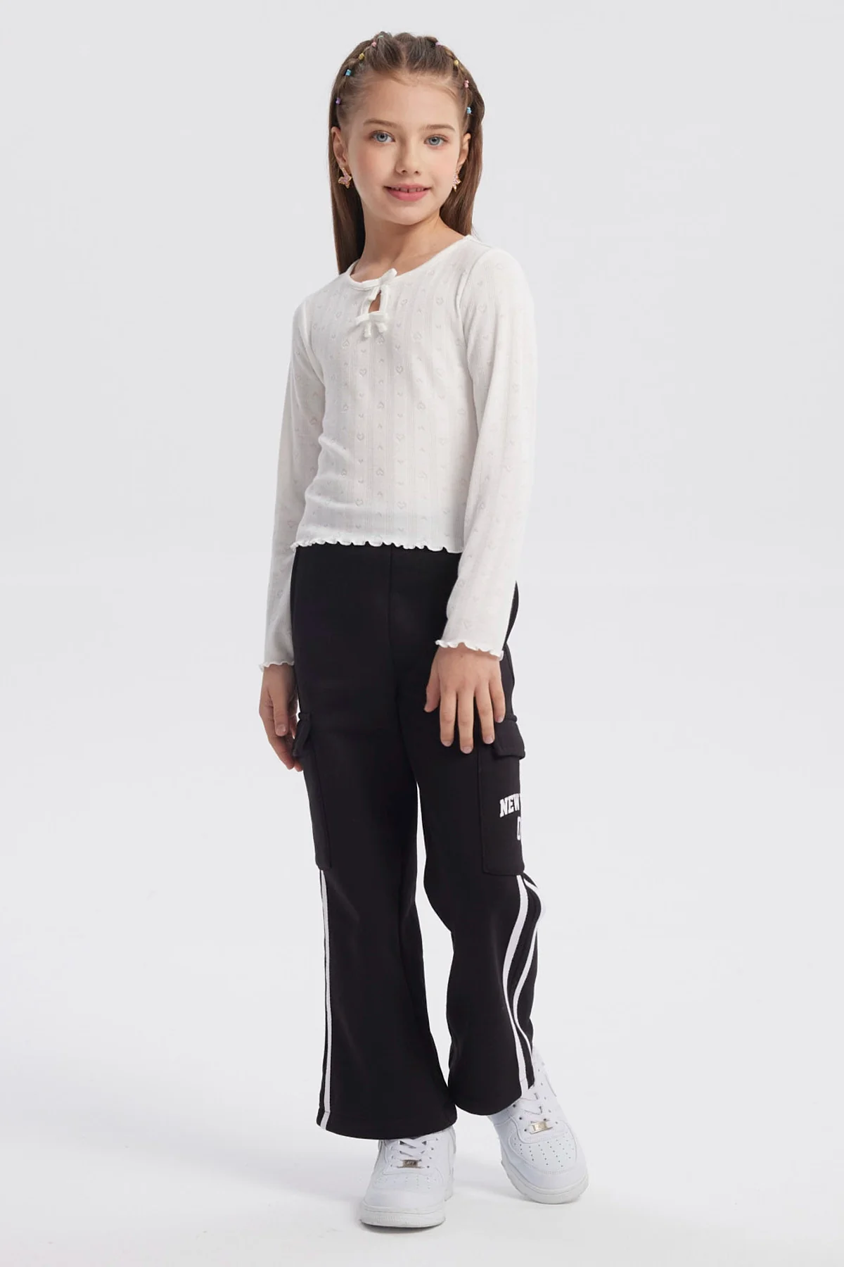Polera Niña Lazos Crudo - Image 4