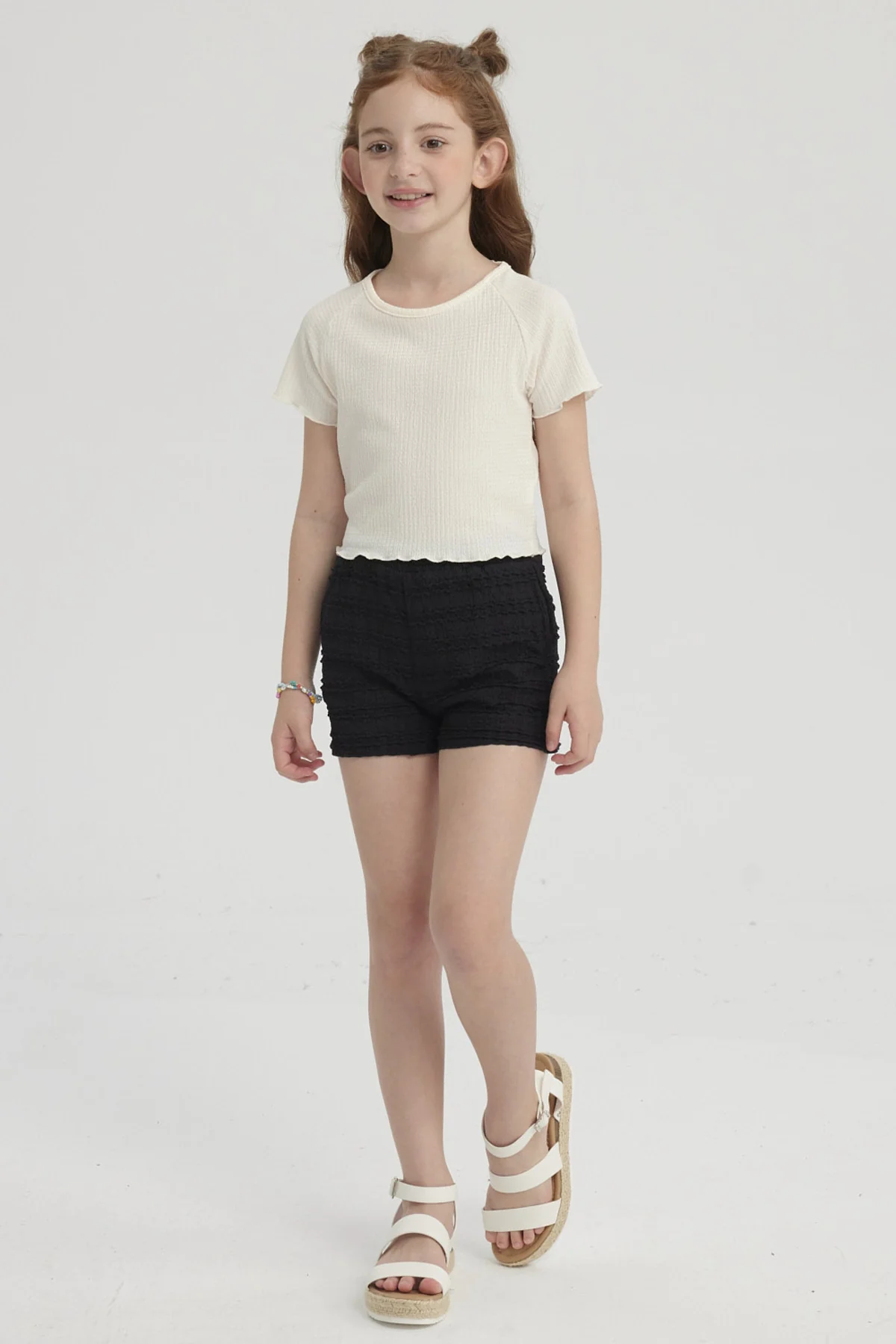 Polera Niña Lisa Textura Blanco - Image 4