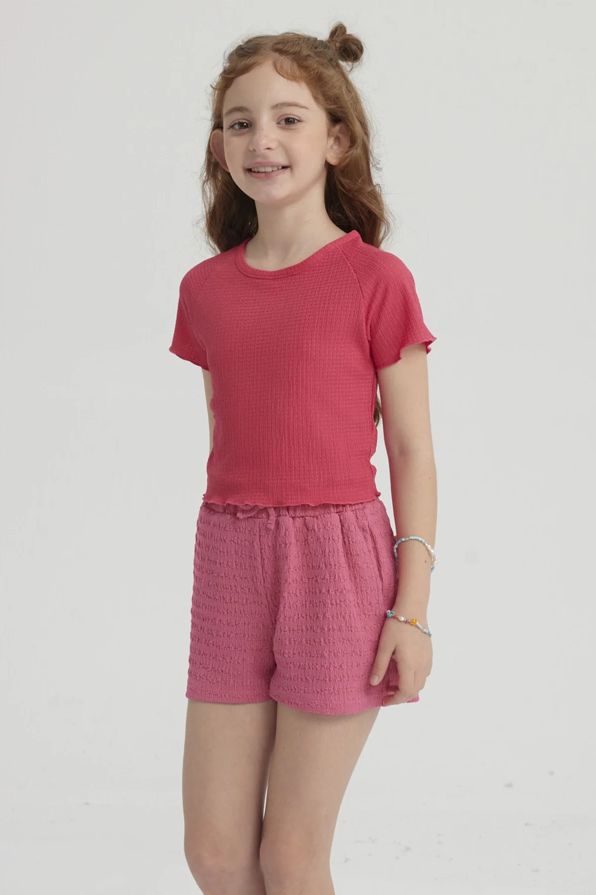 Polera Niña Lisa Textura Fucsia - Image 2