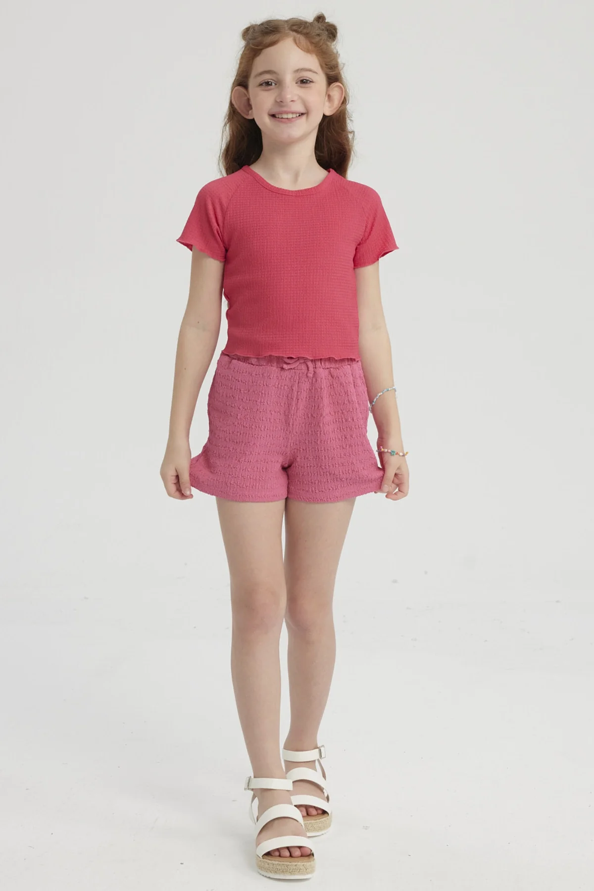 Polera Niña Lisa Textura Fucsia - Image 4