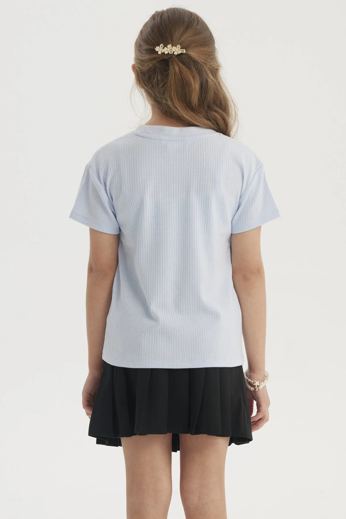 Polera Niña Mini Print Posicional Celeste - Image 2