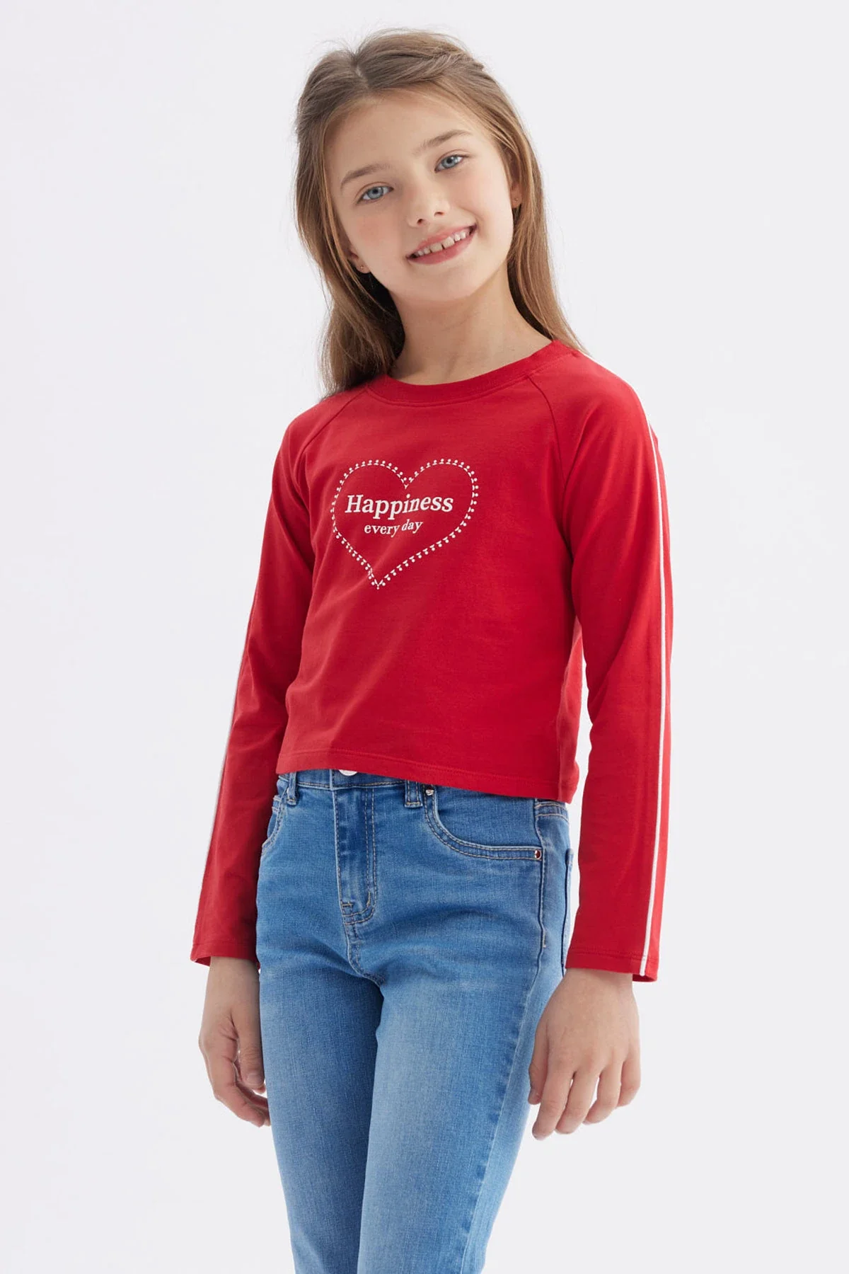 Polera Niña Piping Y Print Rojo - Image 2