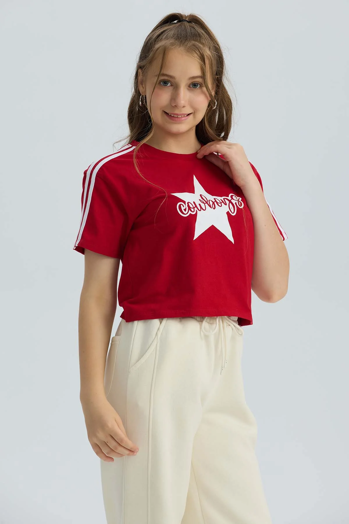 Polera Niña Print Posicional Rojo Oscuro - Image 3