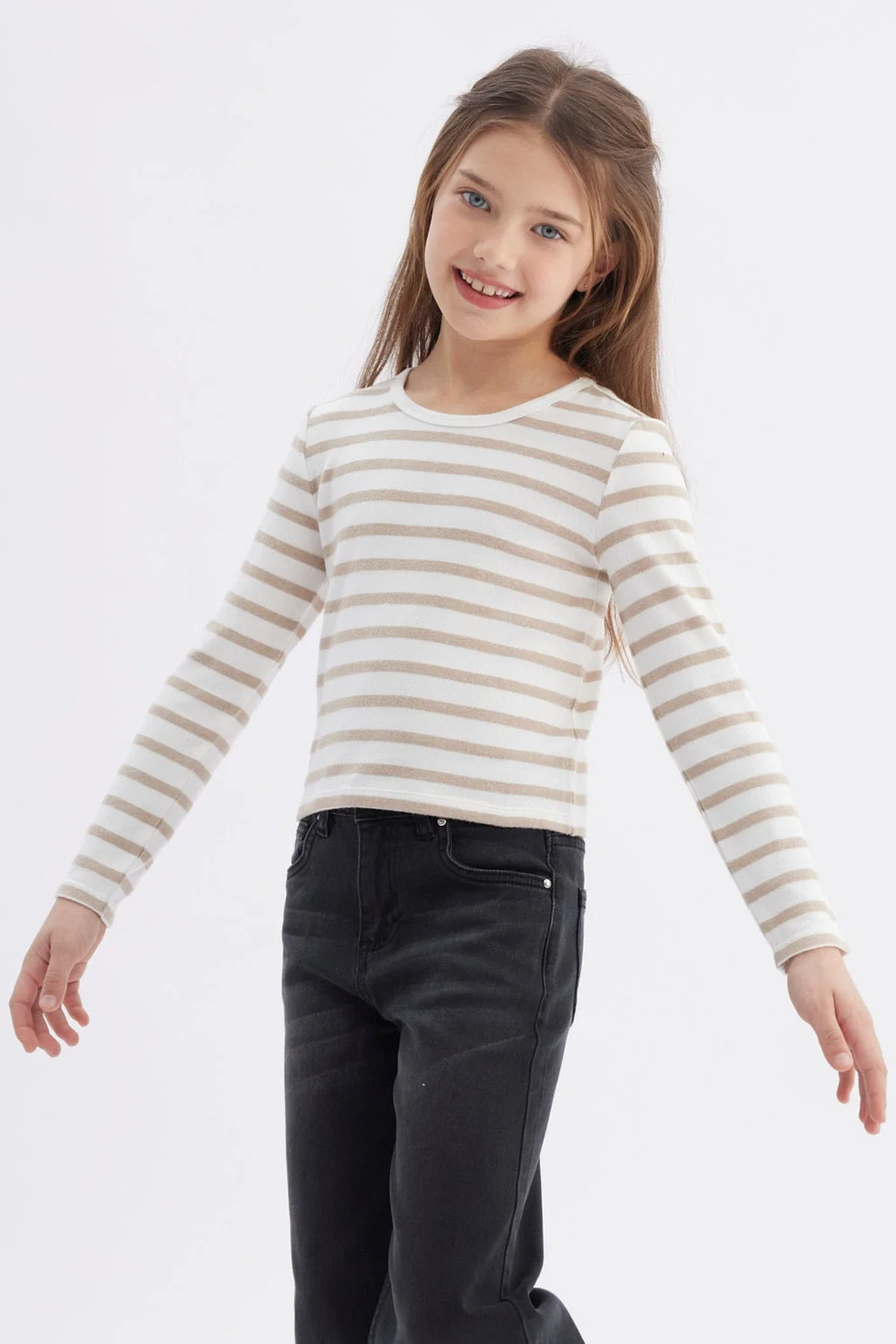 Polera Niña Rayas Beige - Image 2