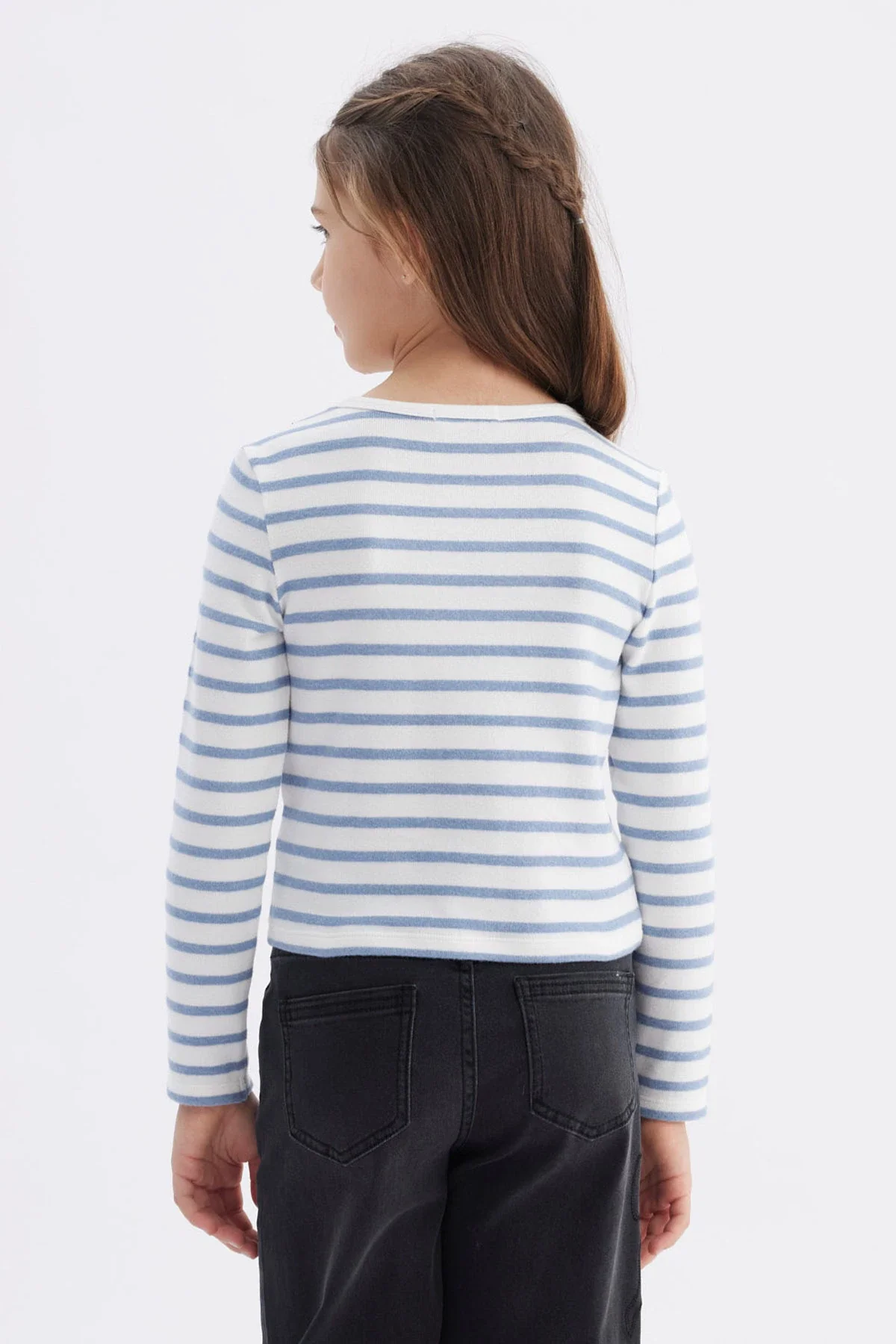 Polera Niña Rayas Celeste - Image 3