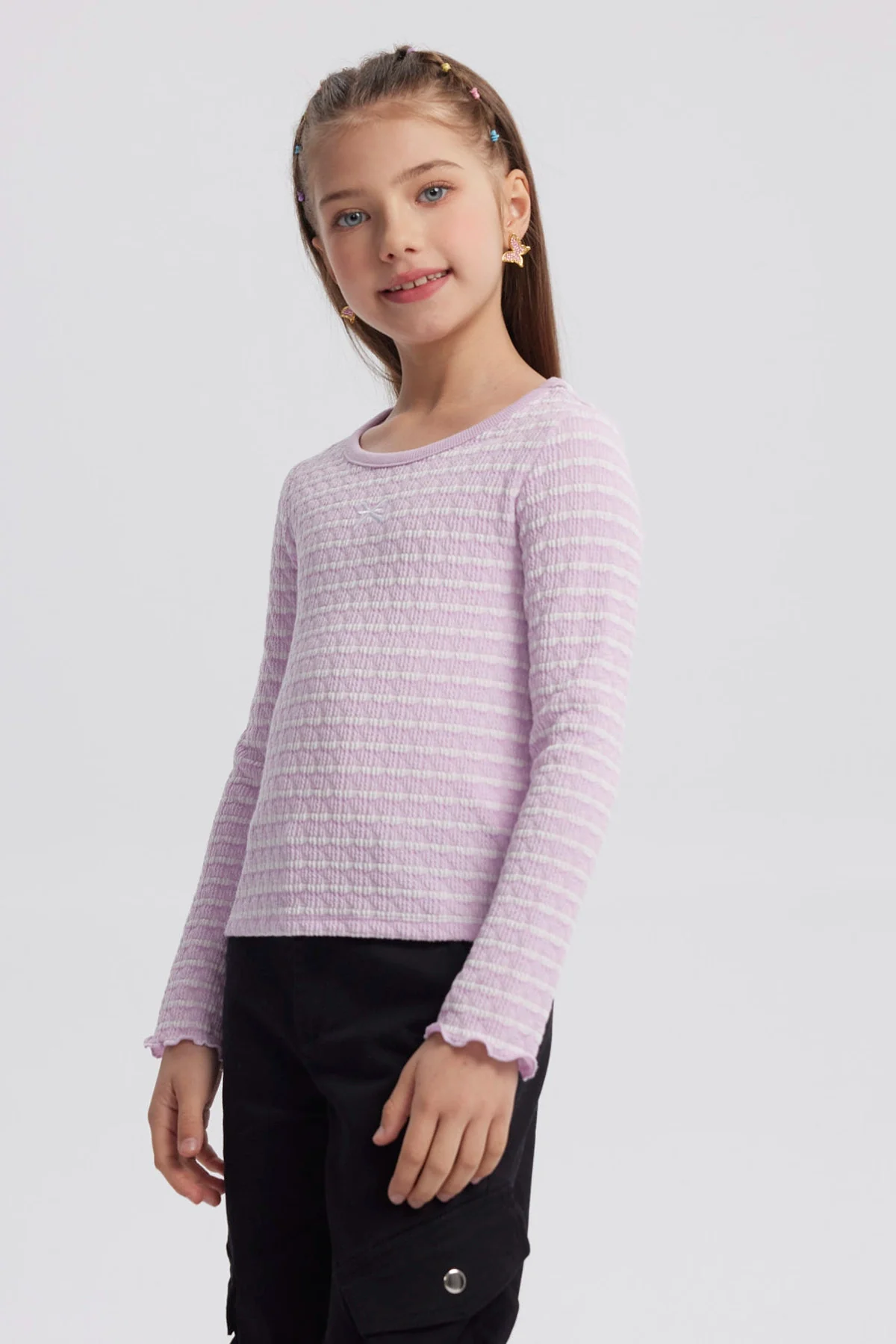 Polera Niña Rayas Lila - Image 2