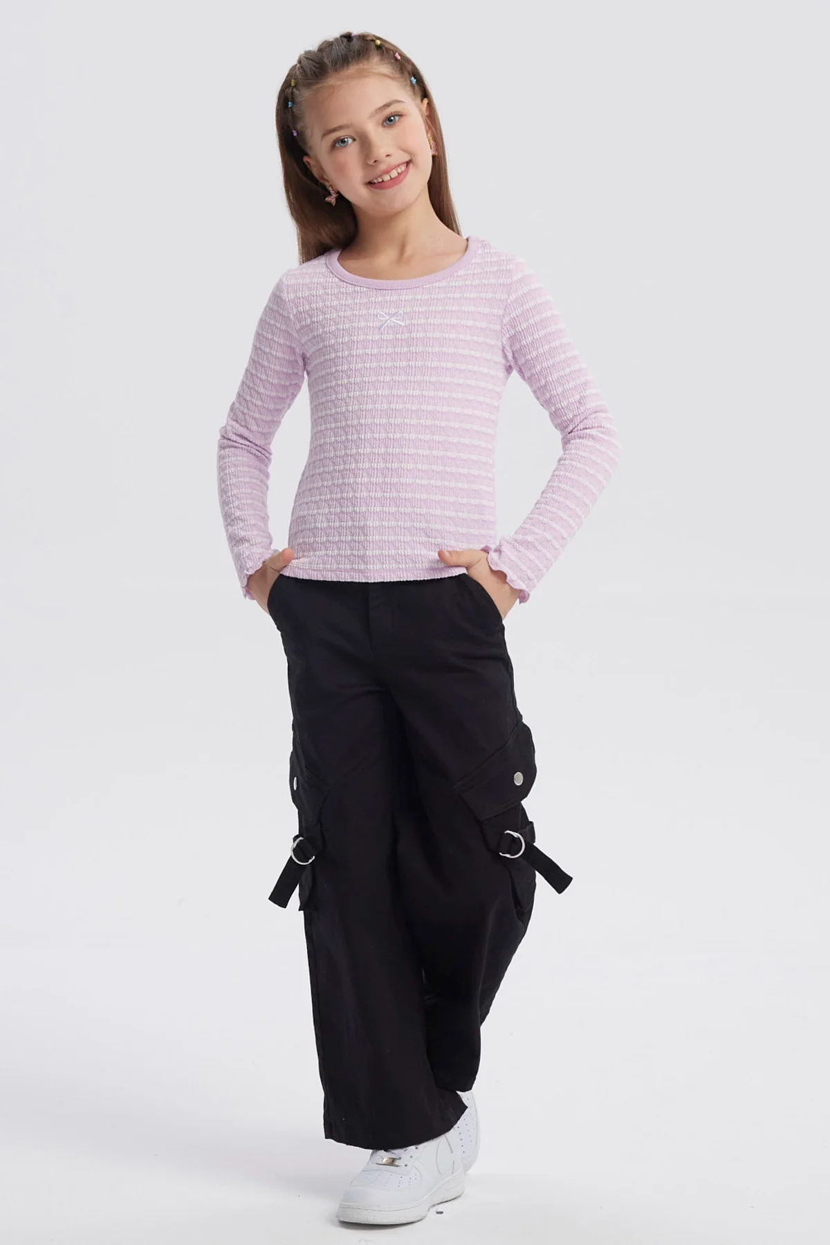 Polera Niña Rayas Lila - Image 4
