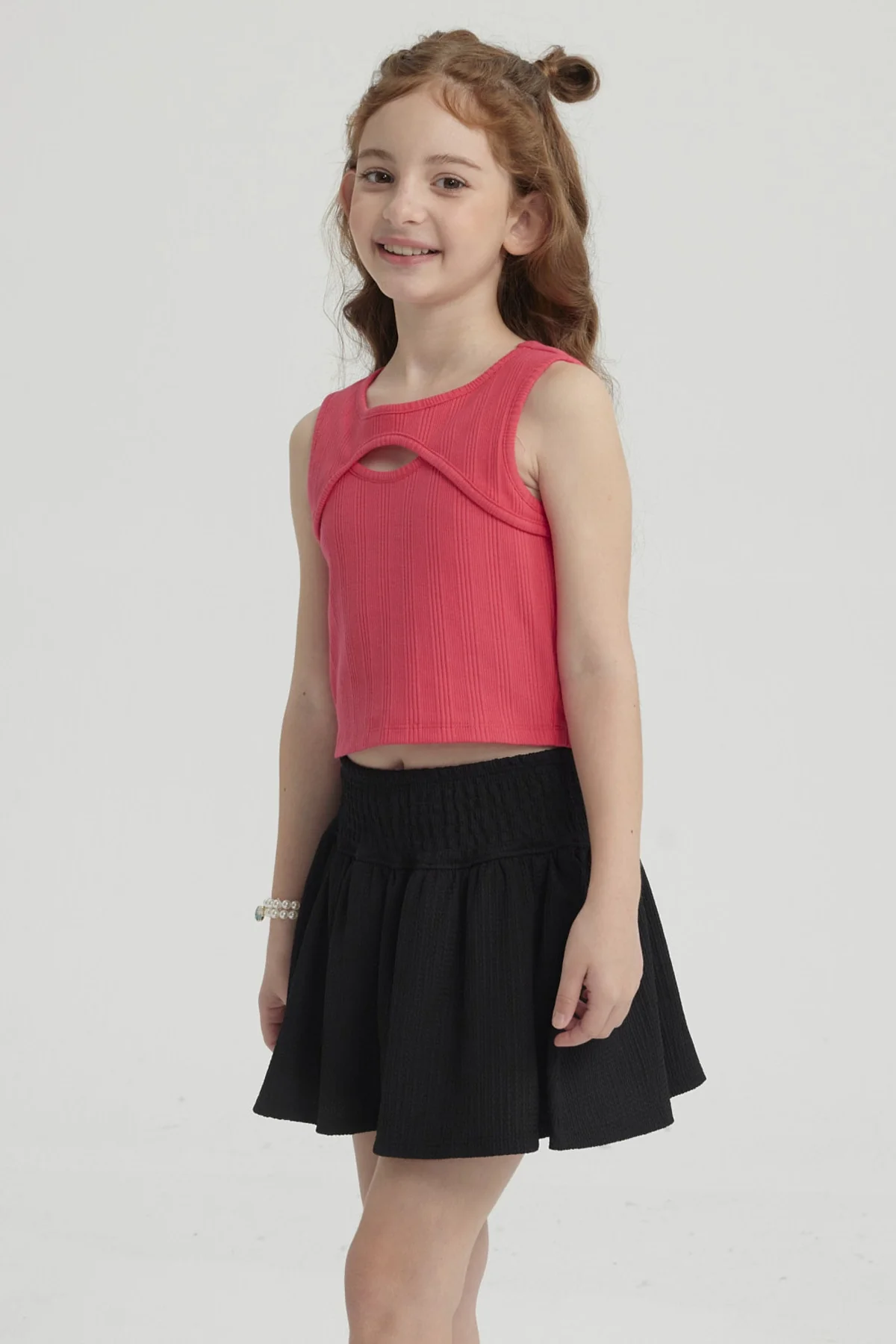 Polera Niña Rib Cut Out Fucsia - Image 2