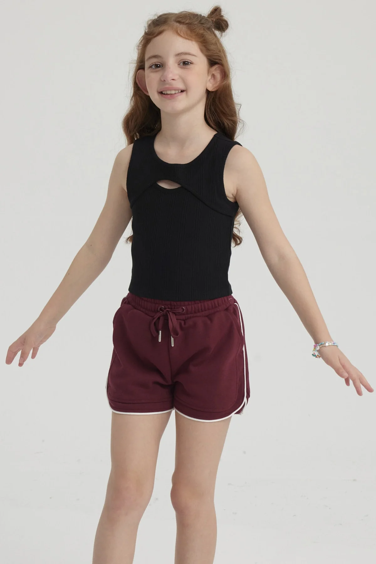 Polera Niña Rib Cut Out Negro - Image 2