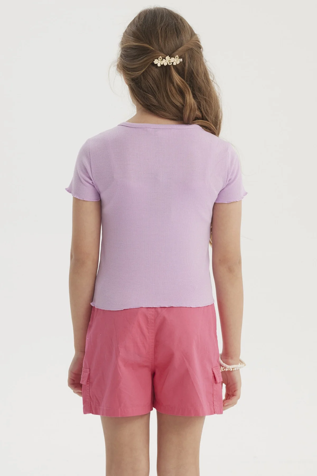 Polera Niña Rib Print Bordado Lila - Image 3