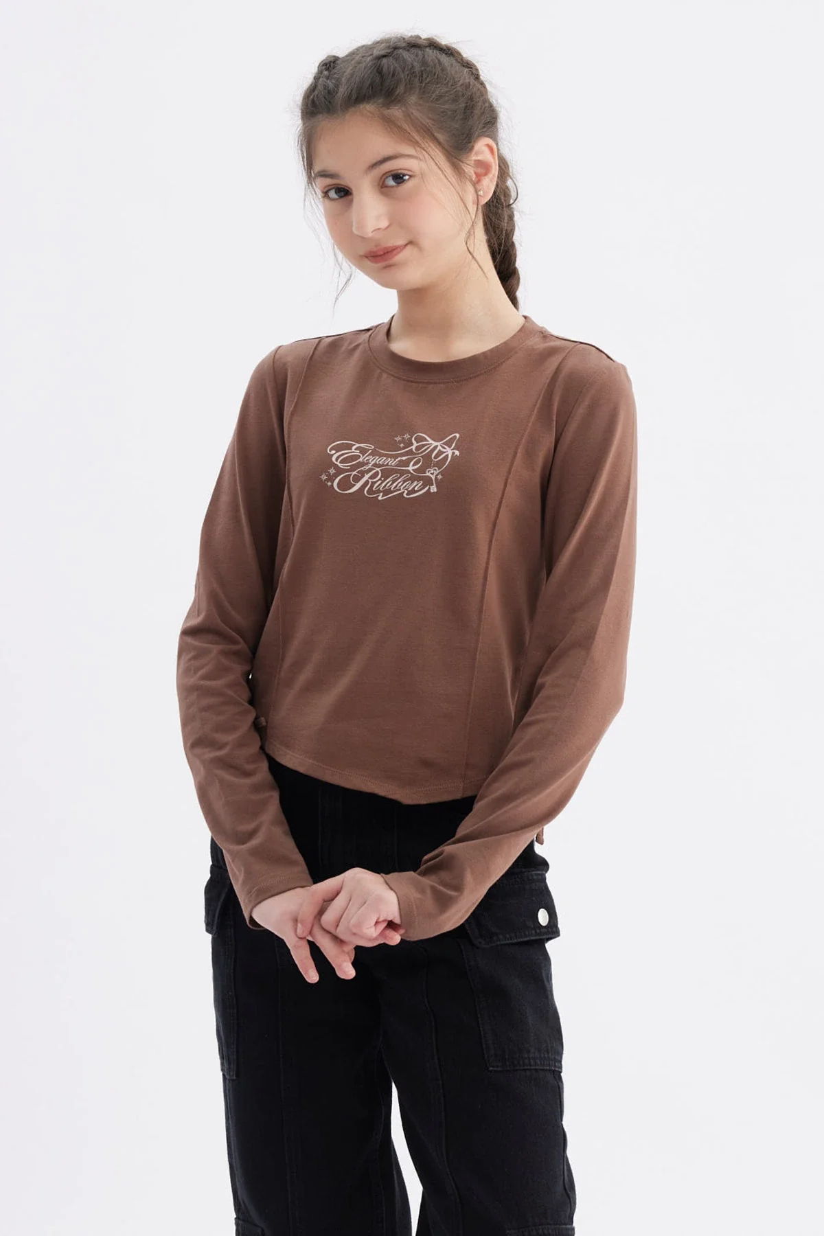 Polera Niña Slim Café - Image 2