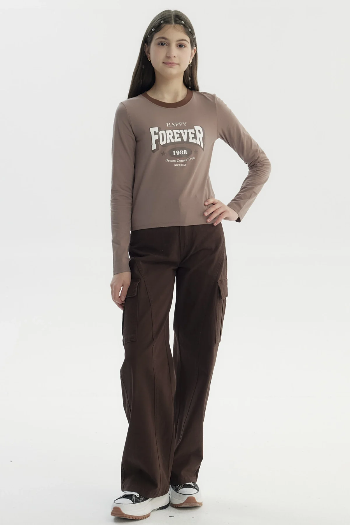 Polera Niña Slim Café - Image 4