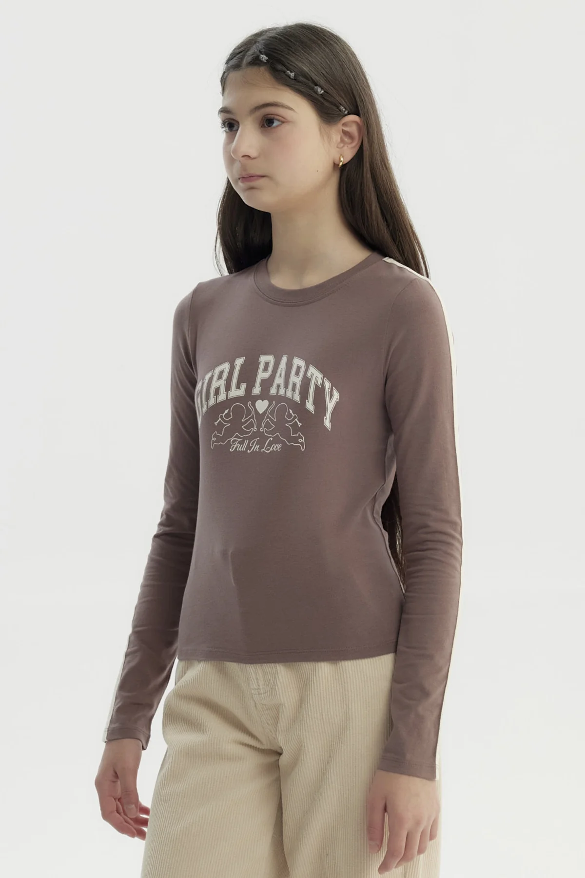 Polera Niña Slim Café Claro - Image 2