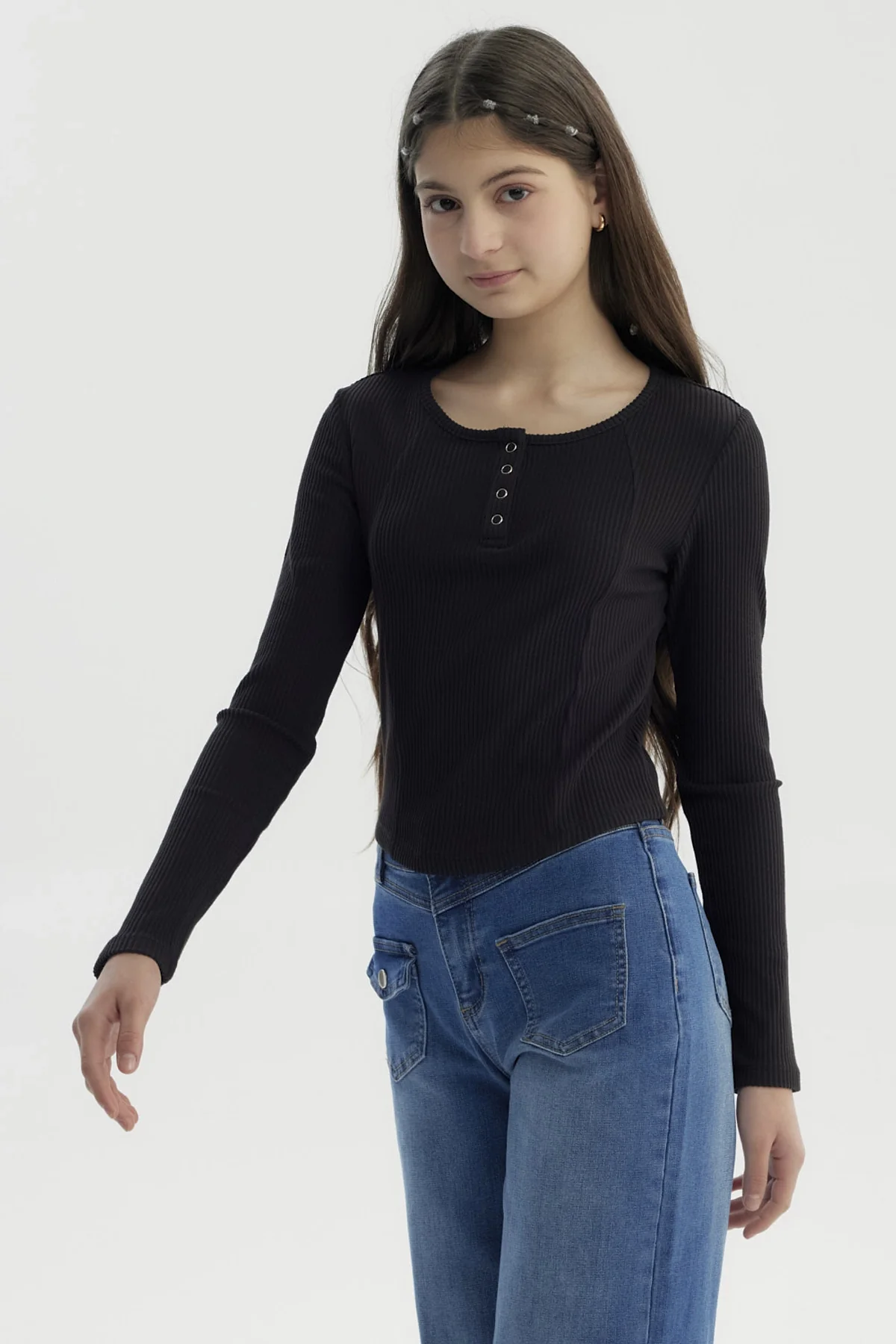Polera Niña Slim Negro - Image 2