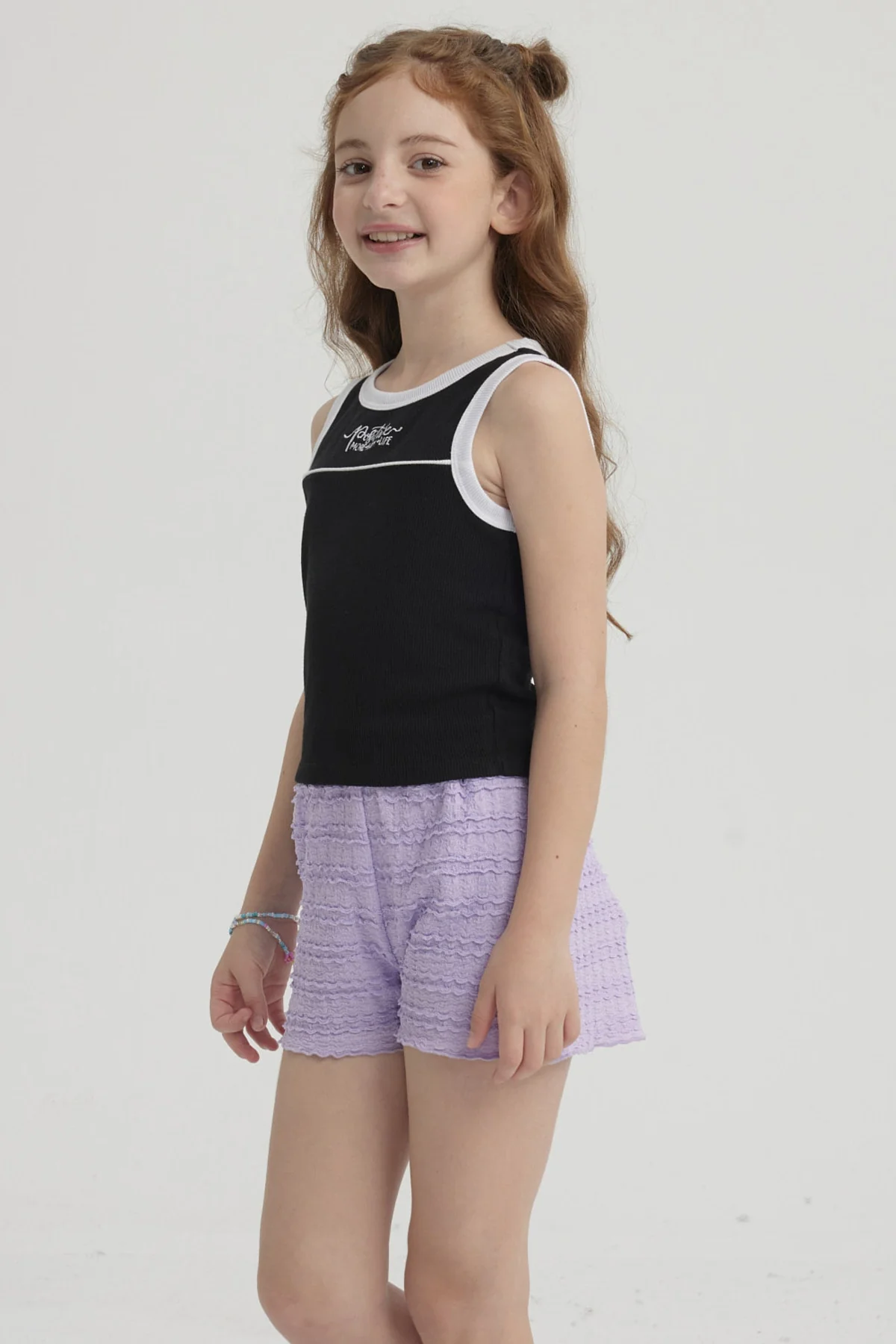 Polera Niña Teen Piping Frontal Negro - Image 2