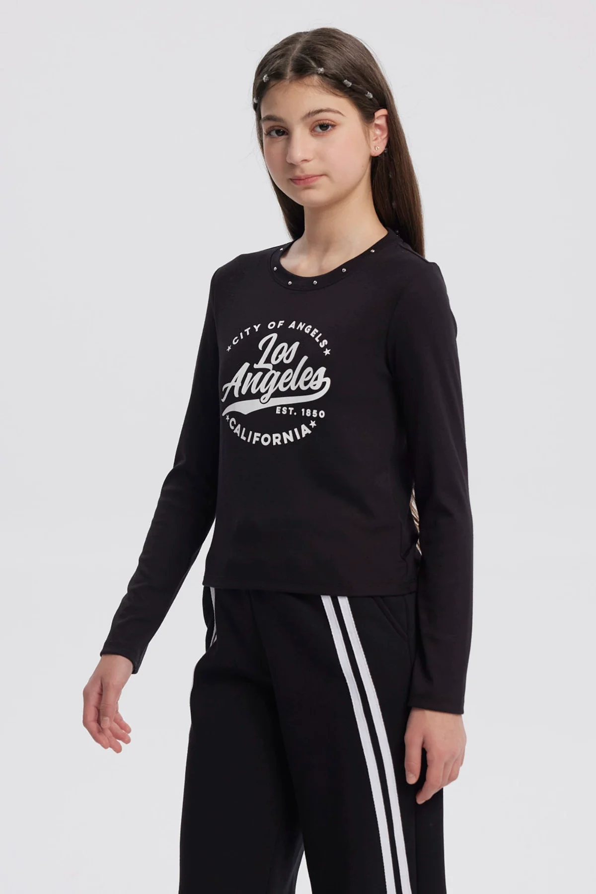 Polera Niña Teen Tachas Negro - Image 2