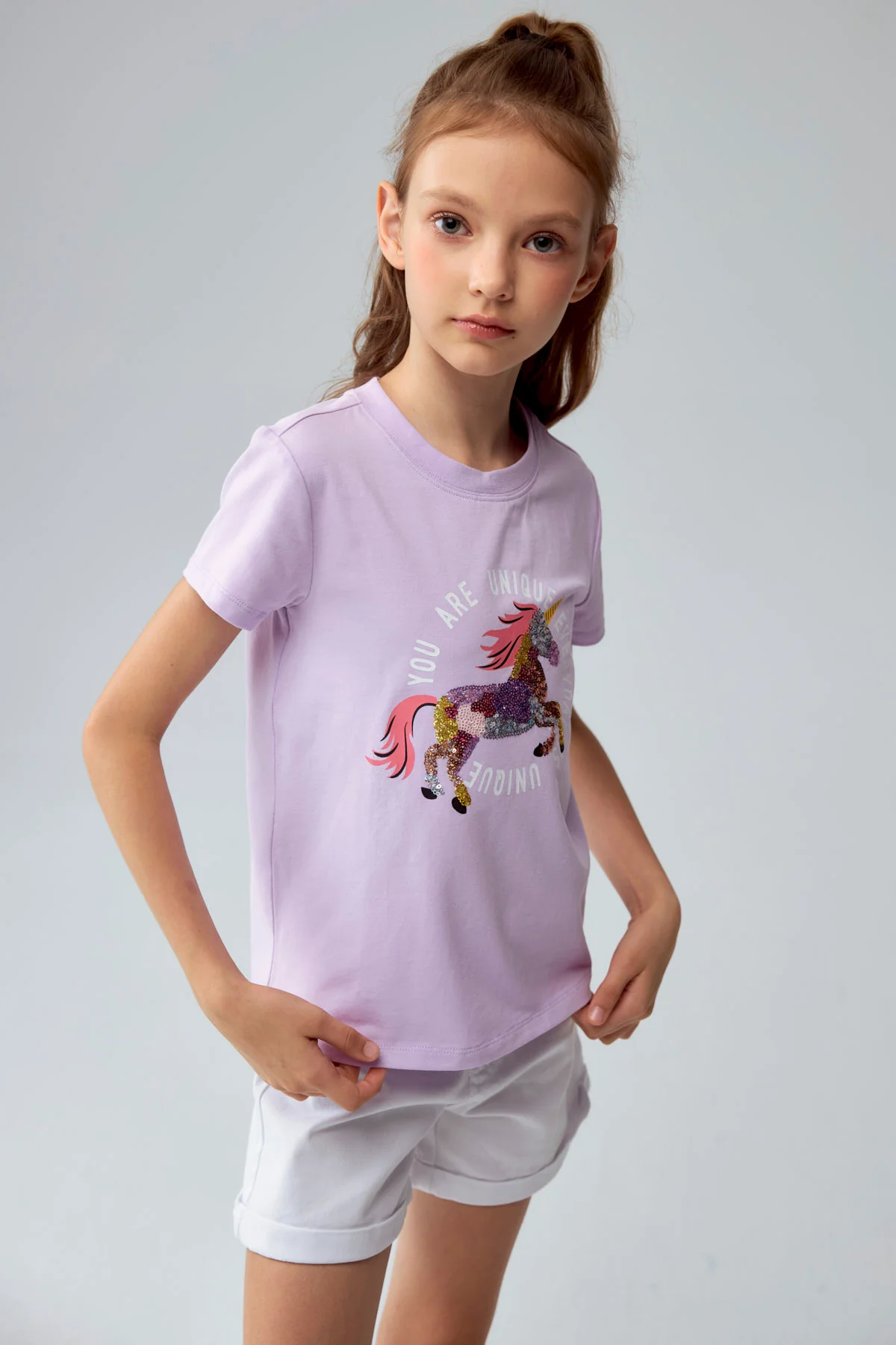 Polera Niña Textura Lila - Image 2