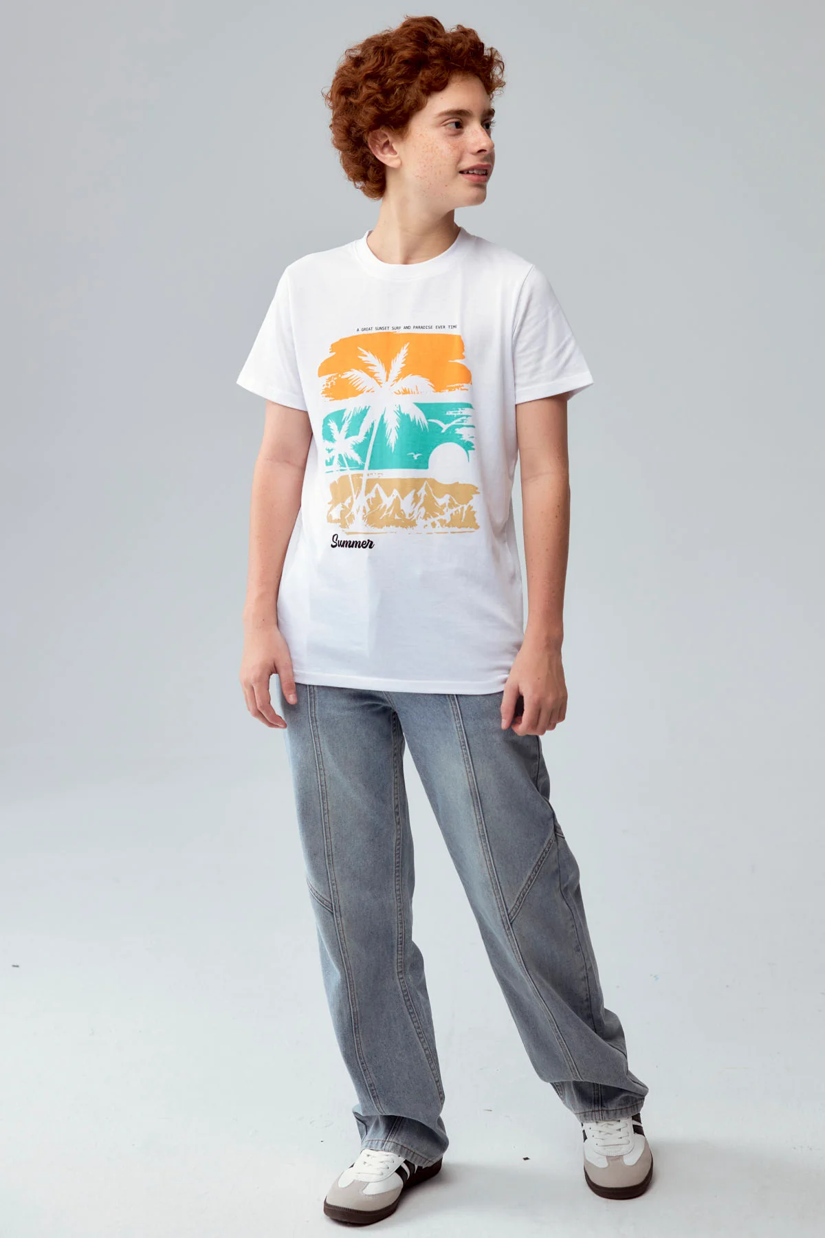 Polera Niño Básica Estampada Blanco - Image 4