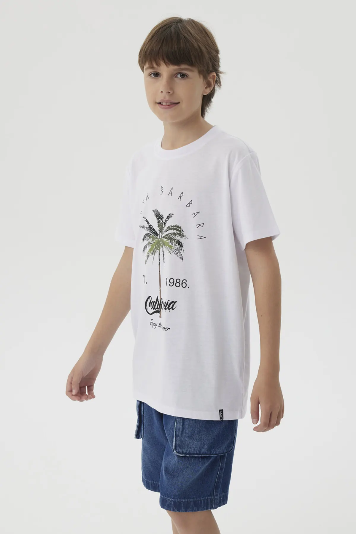 Polera Niño Básica Estampada Blanco - Image 2