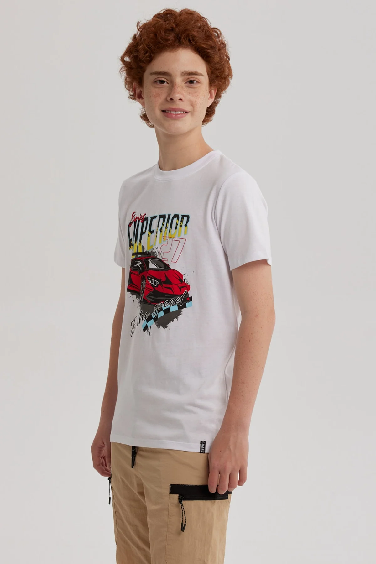Polera Niño Básica Estampada Blanco - Image 2