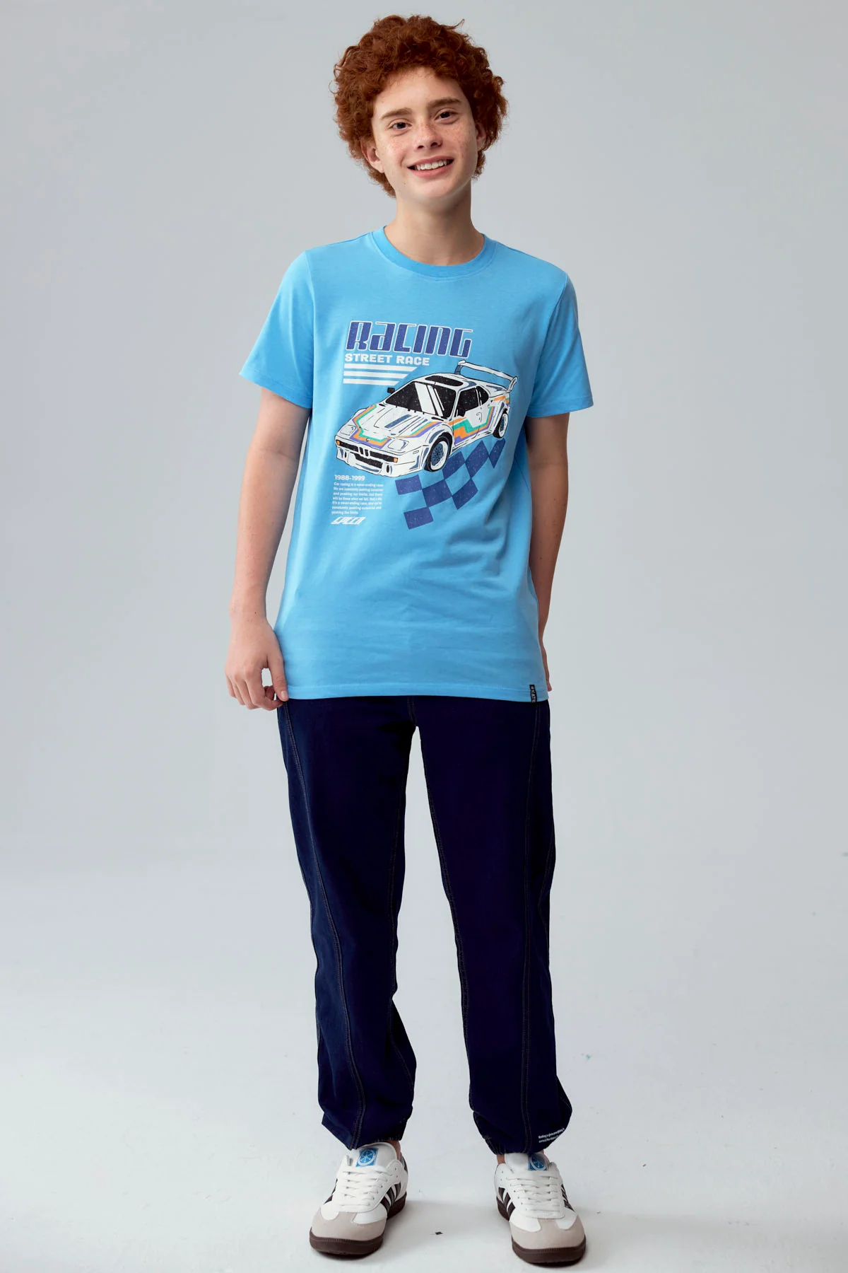 Polera Niño Básica Estampada Celeste - Image 4