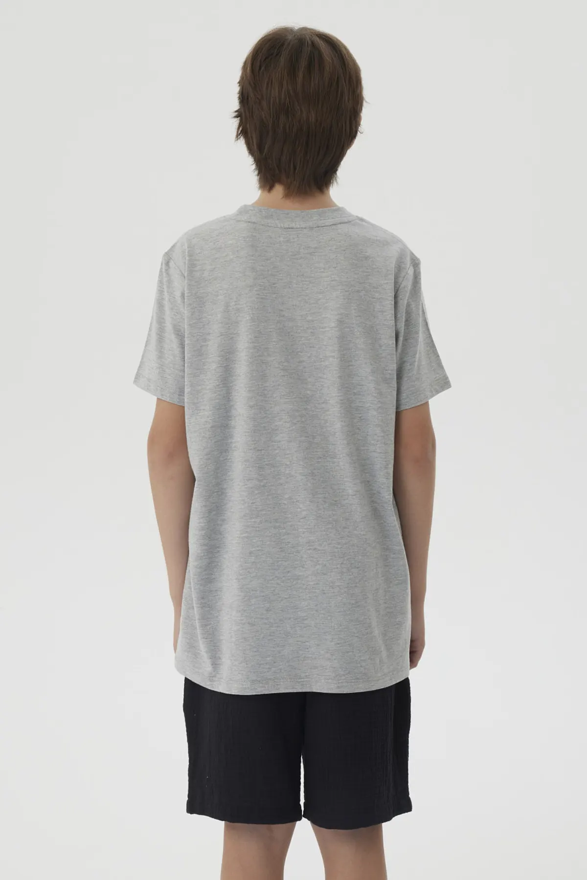 Polera Niño Básica Estampada Gris Melange - Image 3