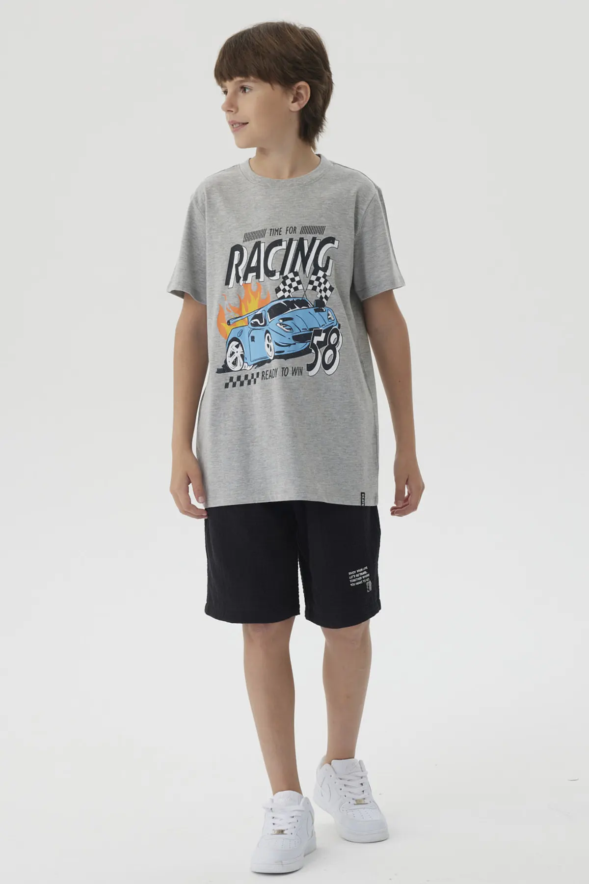 Polera Niño Básica Estampada Gris Melange - Image 4