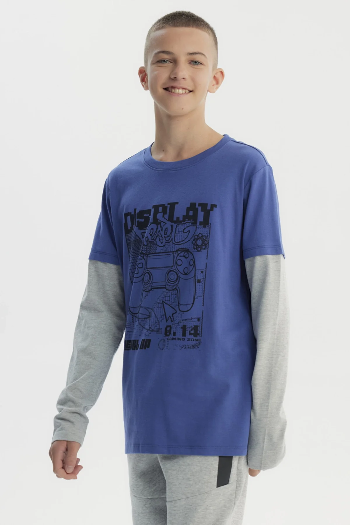 Polera Niño Básica Print Azul Claro - Image 2