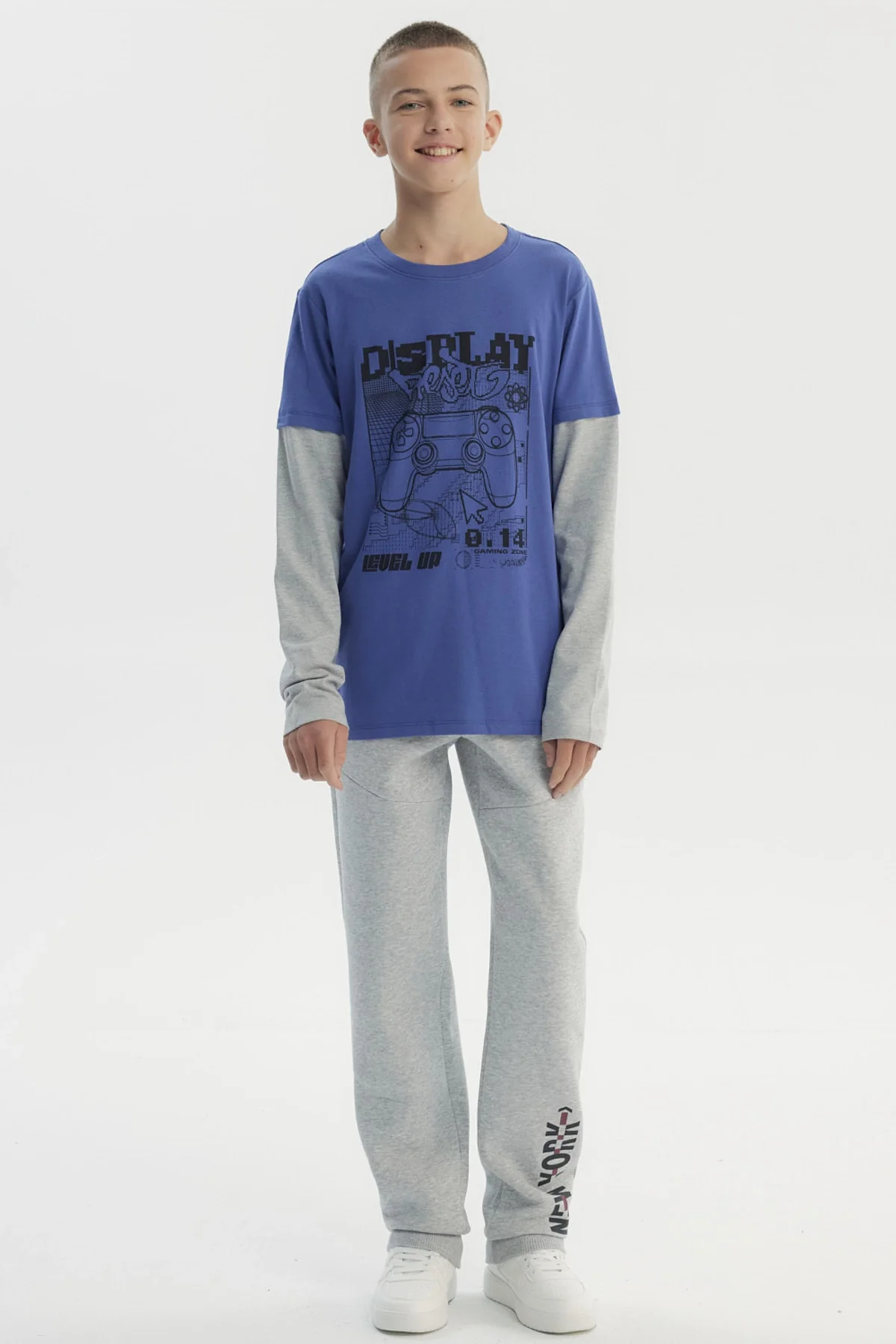 Polera Niño Básica Print Azul Claro - Image 4