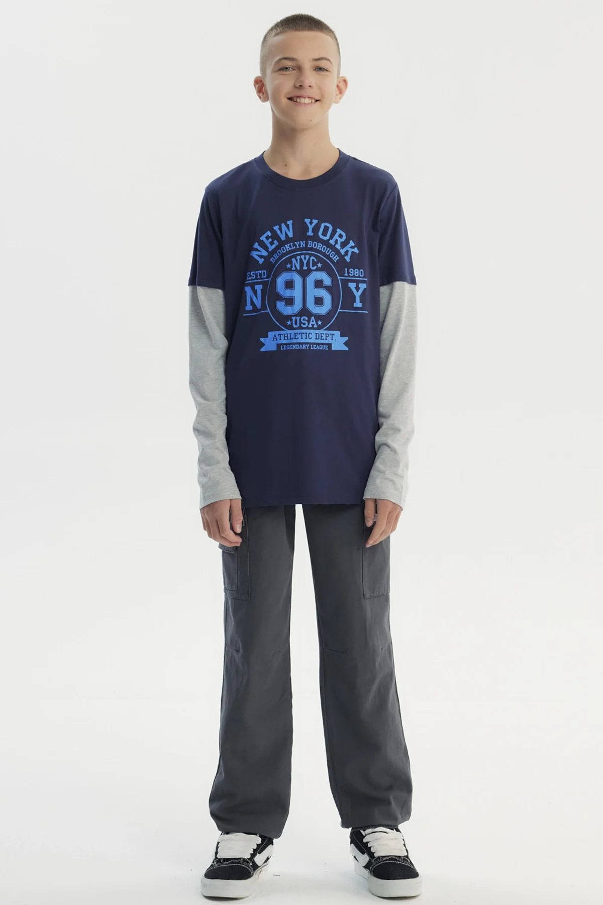 Polera Niño Básica Print Azul Oscuro - Image 4