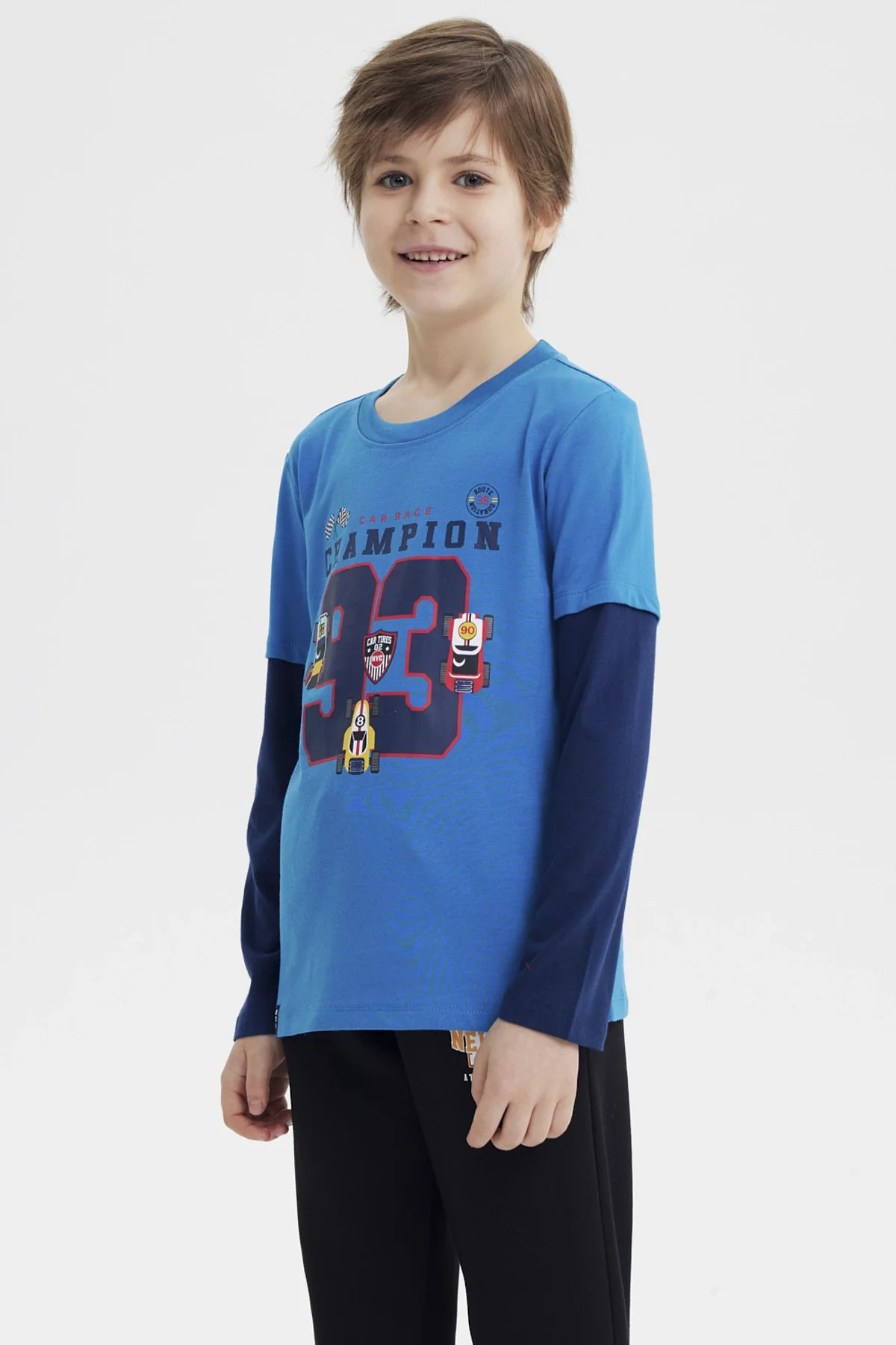 Polera Niño Básica Print Azul Petroleo - Image 2