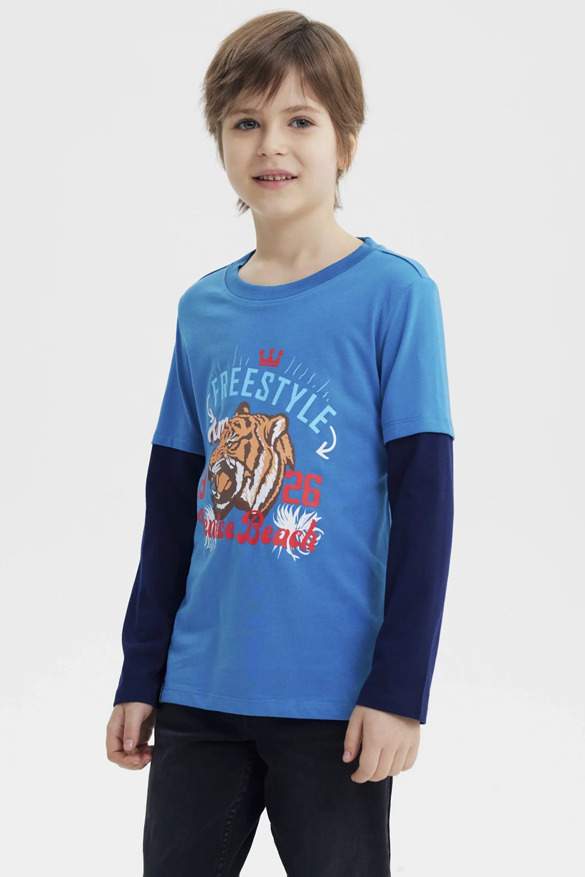 Polera Niño Básica Print Azul Petroleo - Image 2