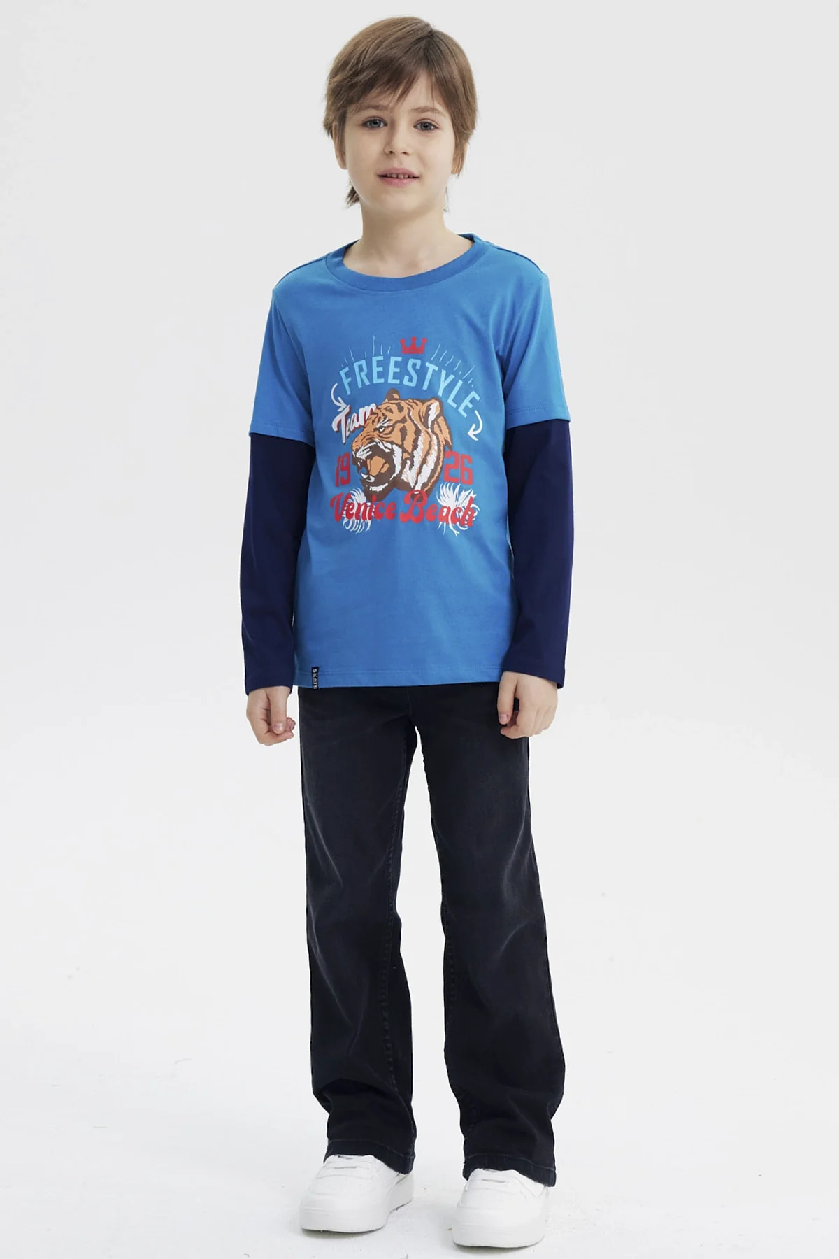 Polera Niño Básica Print Azul Petroleo - Image 4