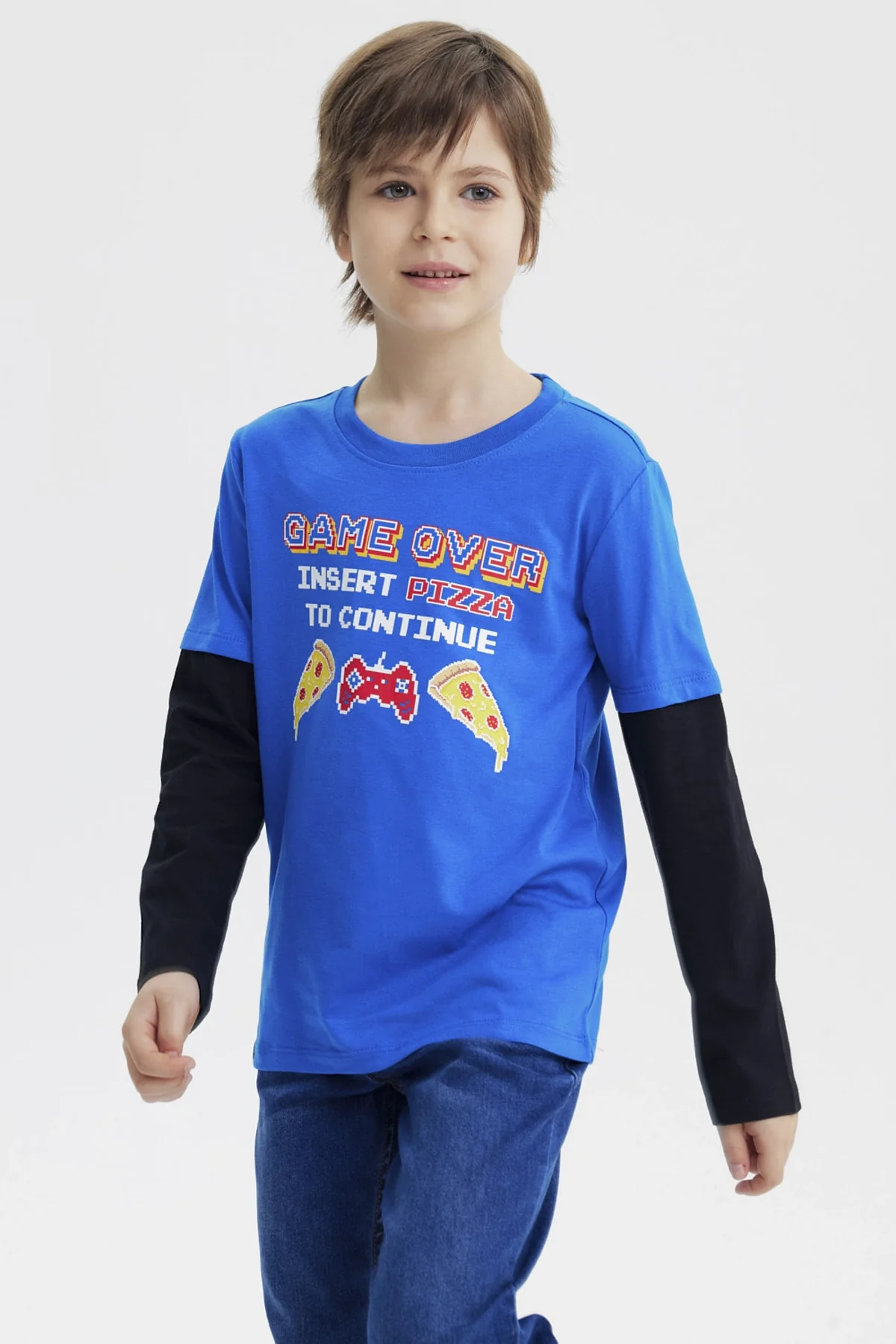 Polera Niño Básica Print Azulino - Image 2