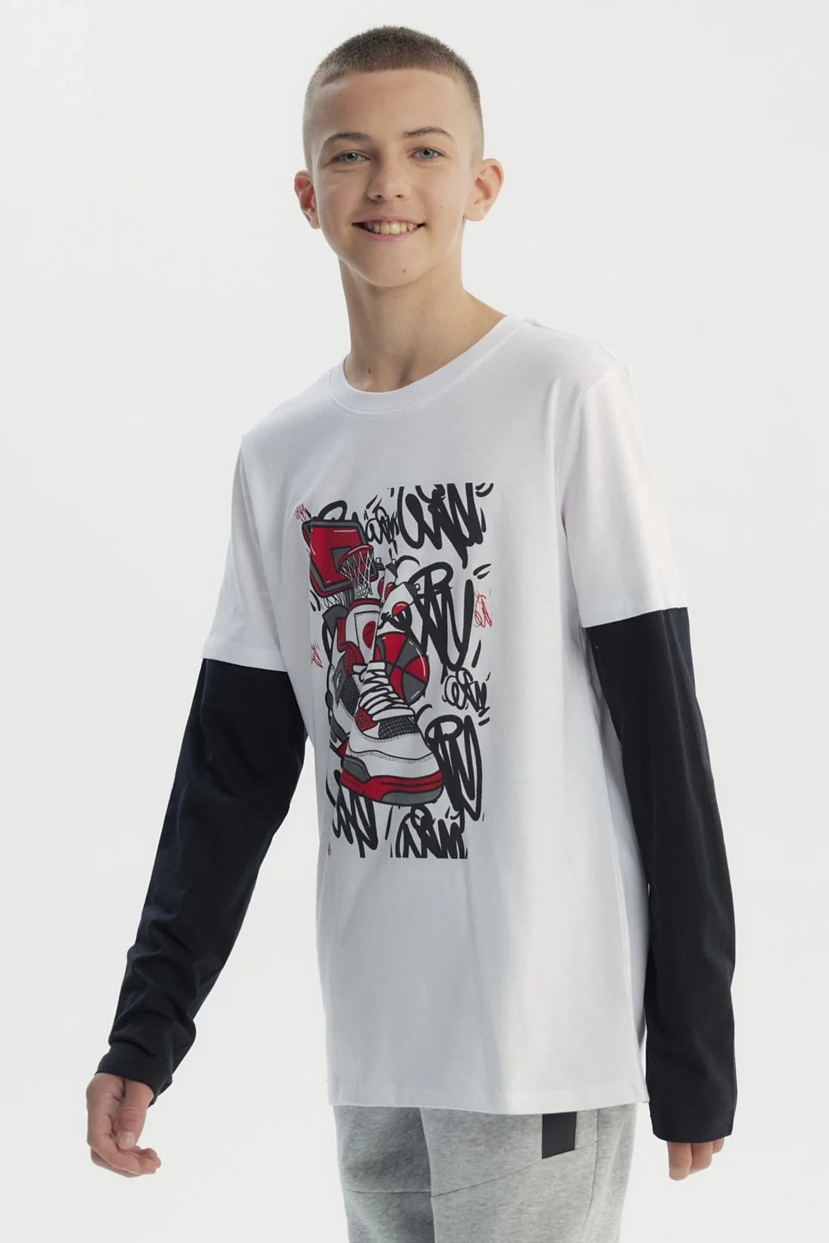 Polera Niño Básica Print Blanco - Image 2