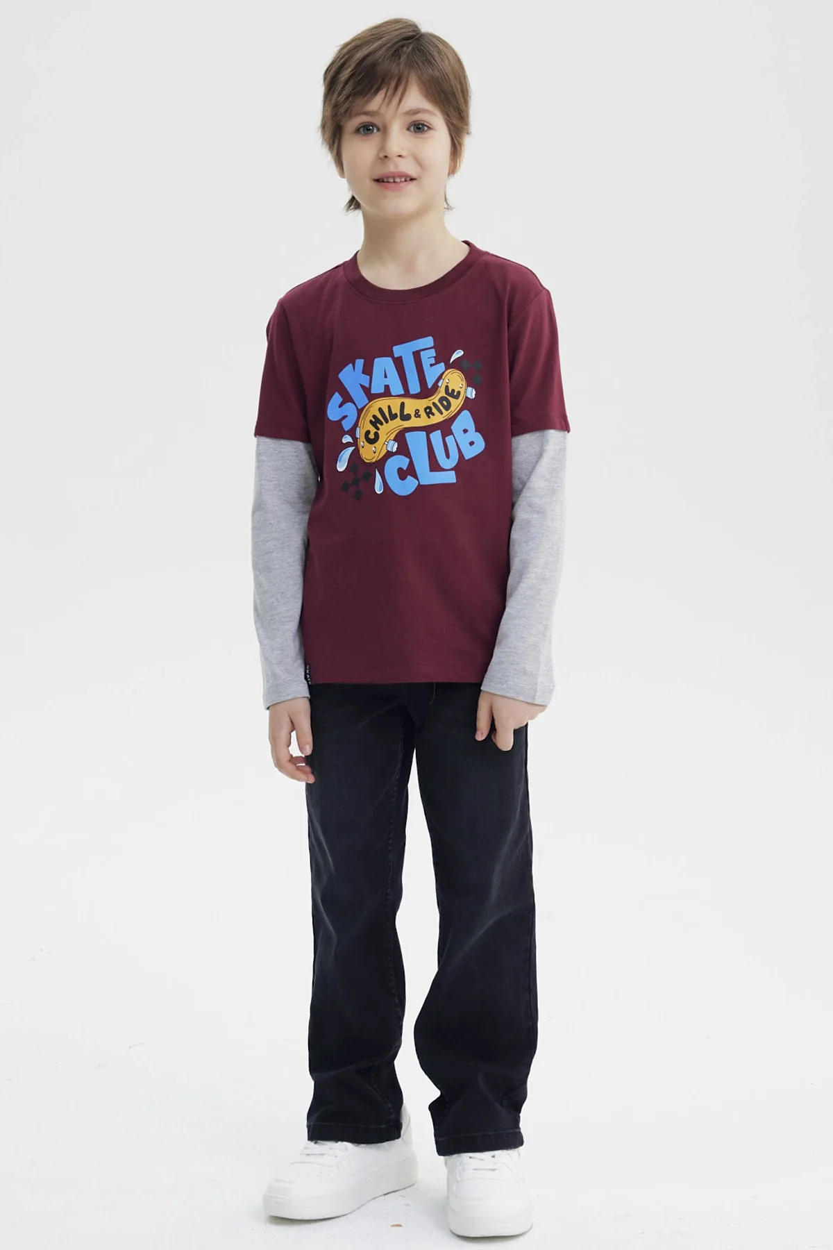 Polera Niño Básica Print Burdeo - Image 4