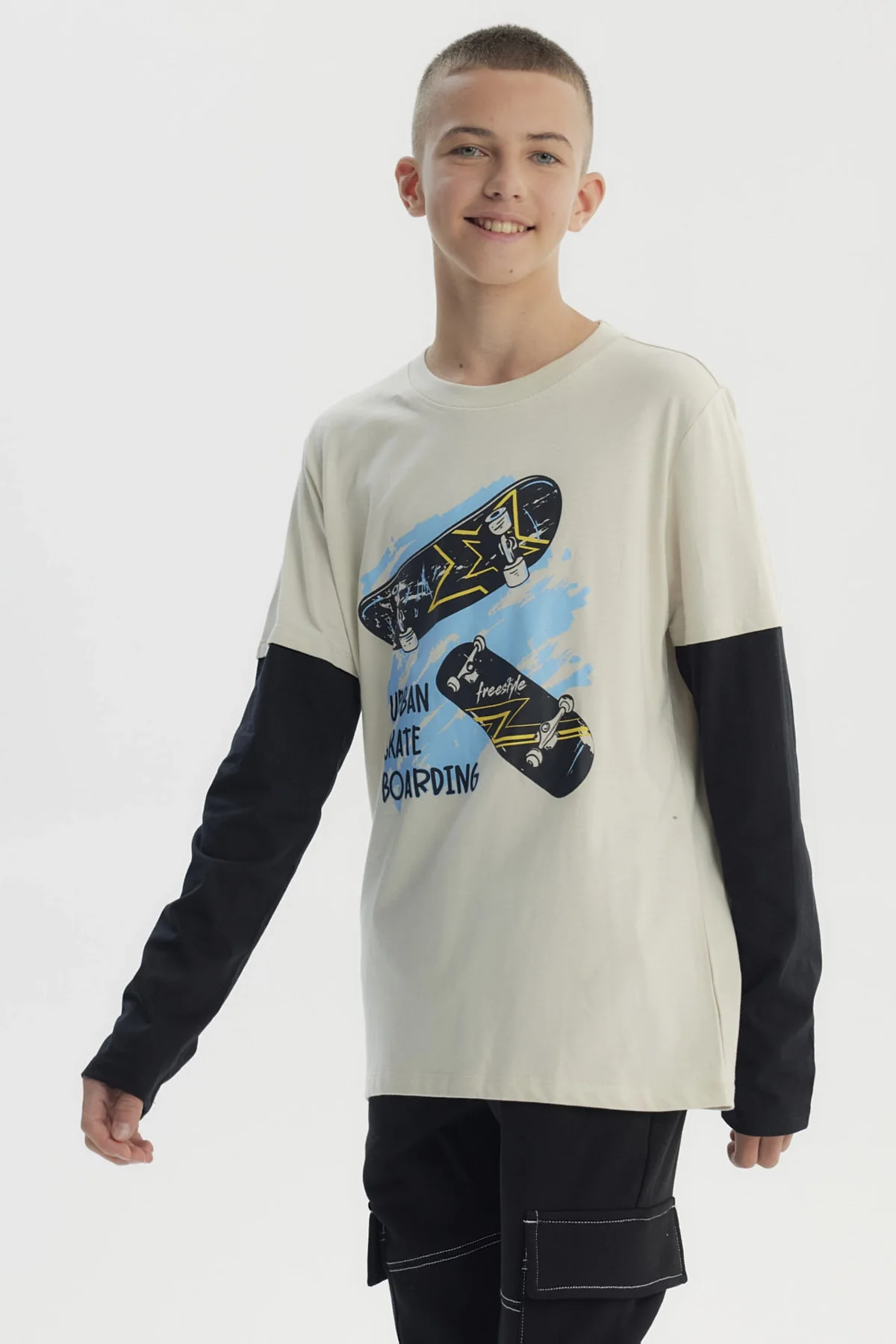 Polera Niño Básica Print Crudo - Image 2