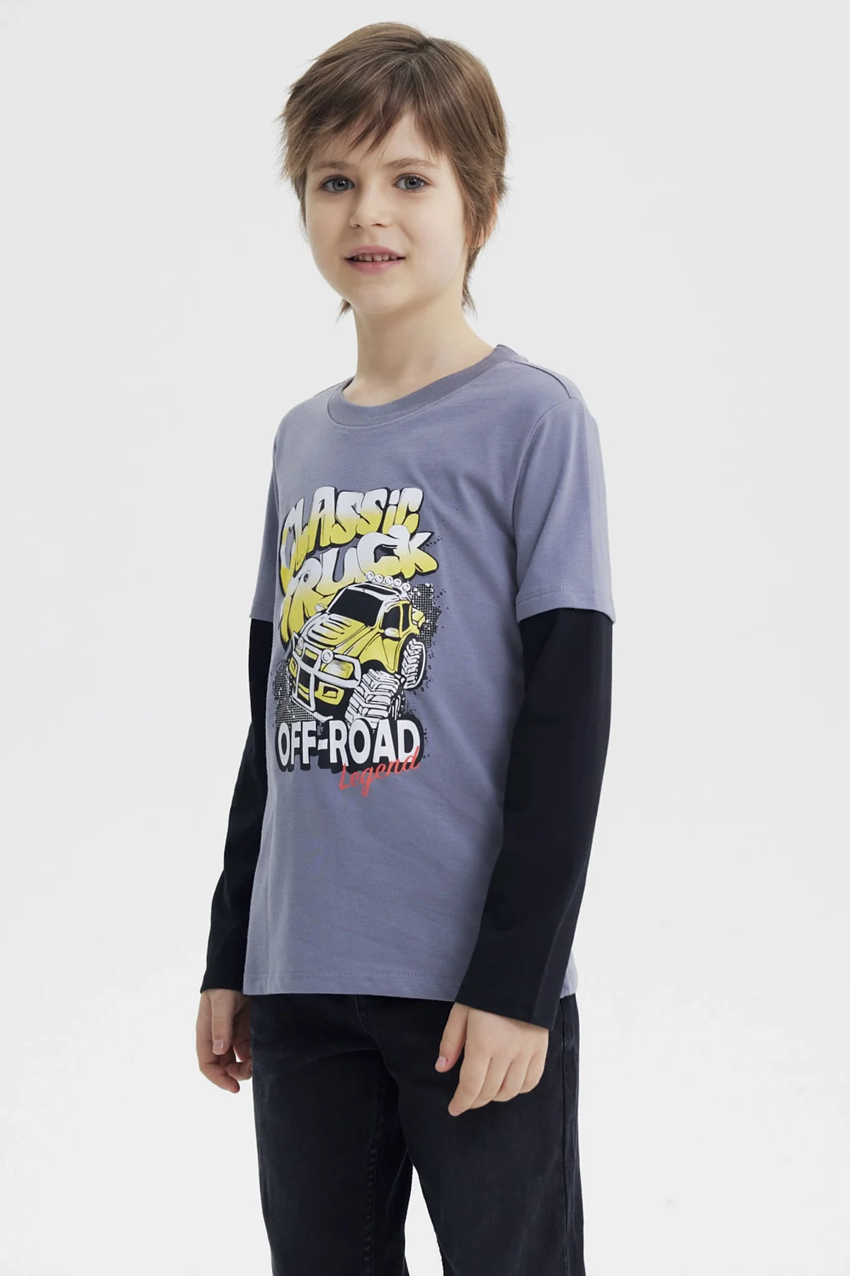 Polera Niño Básica Print Gris - Image 2