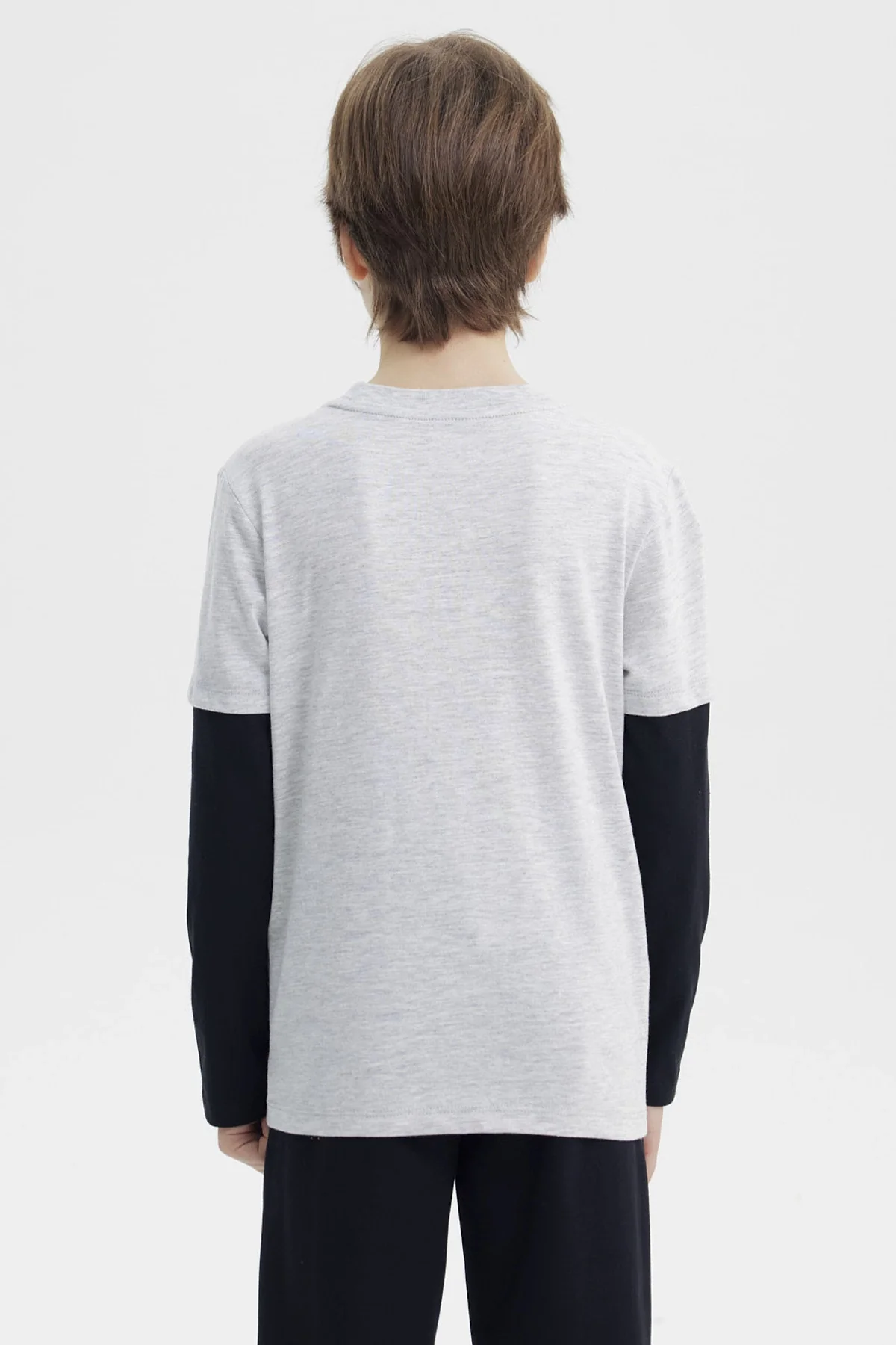Polera Niño Básica Print Gris Melange Claro - Image 3